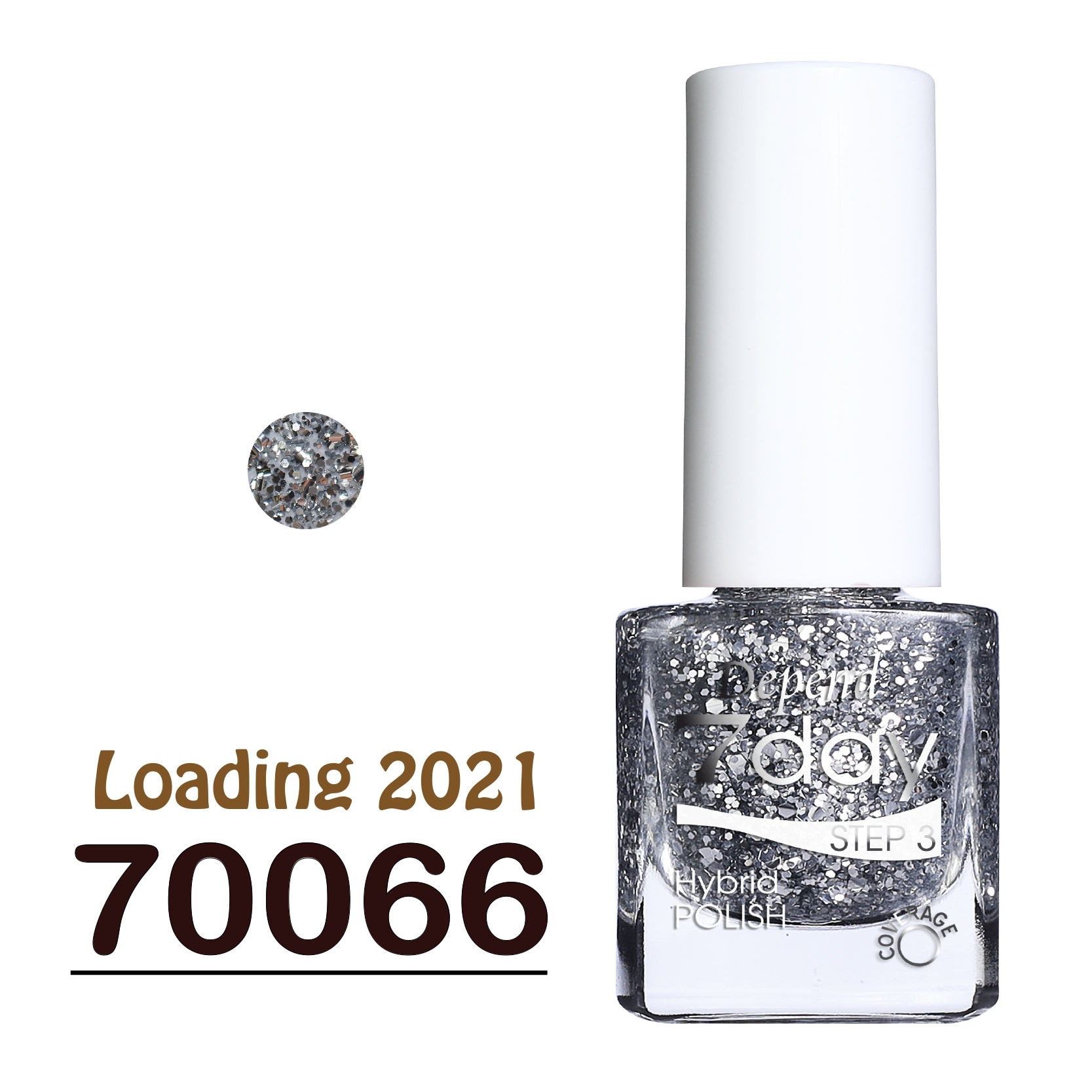 7day 仿GEL甲快乾甲油 70066 透明底色配亮銀大小亮片 (透明)