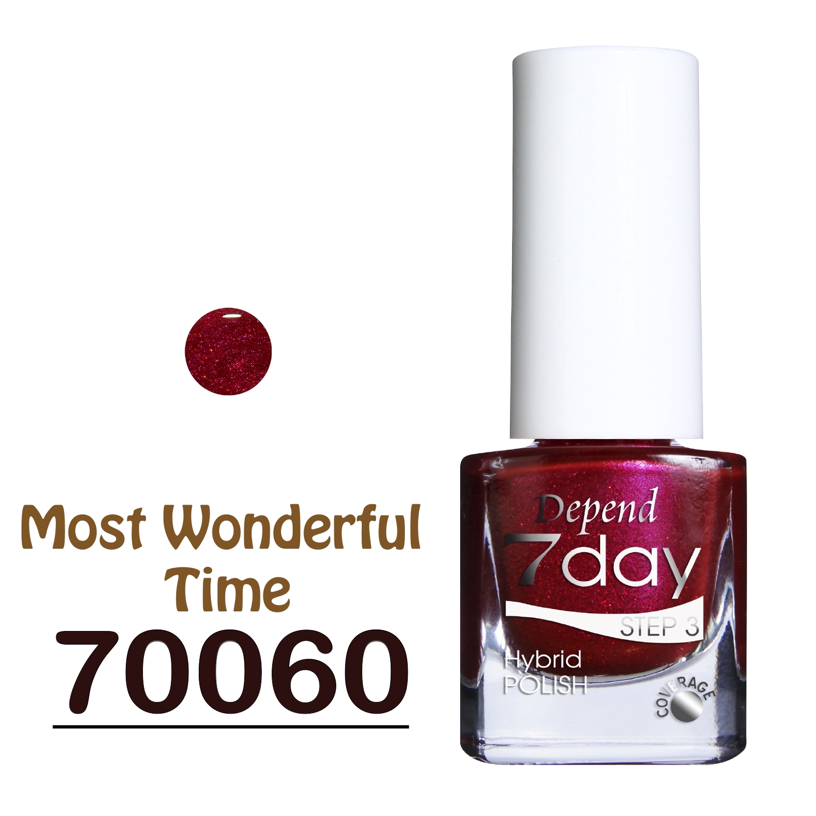 7day 仿GEL甲快乾甲油 70060 鮮桃紅底色配亮紅閃粉 (不透明)