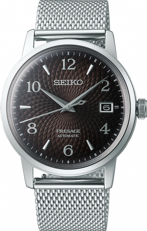 萬年鐘錶 - SEIKO Presage  深咖啡面盤扭索紋米蘭錶帶機械錶 4R35-04A0D  / SRPF39J1  錶徑38.5MM