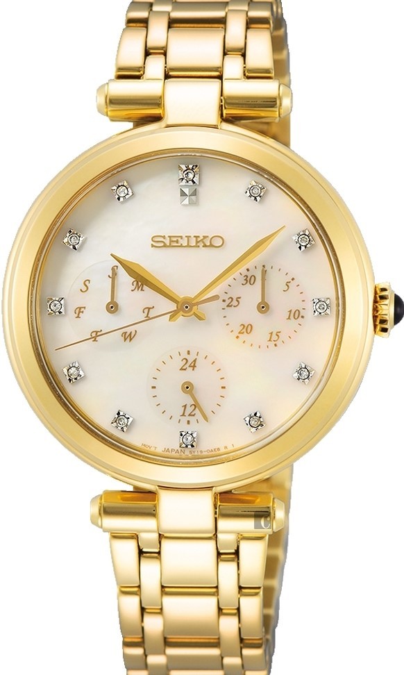 萬年鐘錶 - SEIKO   CS 系列   全金三眼貝殼面盤女錶  5Y19-0AE0G  /   SKY064P1    錶徑32MM