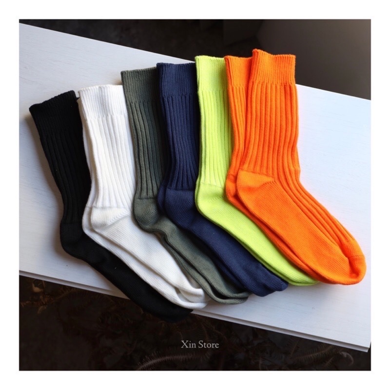 Share 工裝必備 粗針織紋 純棉 中筒襪