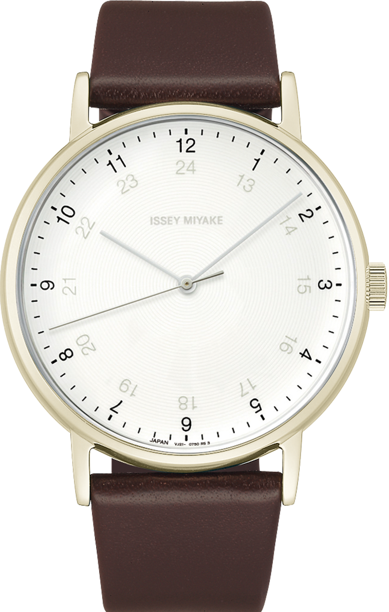 萬年鐘錶 - 三宅一生 ISSEY MIYAKE  岩崎 一郎  Ichiro Iwasaki   f系列淡金色錶框皮革男錶    NYAJ007Y  錶徑39MM