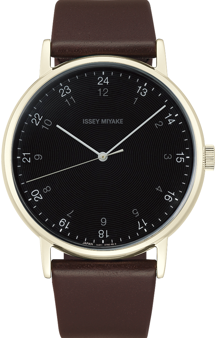 萬年鐘錶 - 三宅一生 ISSEY MIYAKE  岩崎 一郎  Ichiro Iwasaki   f系列淡金色錶框皮革男錶   NYAJ008Y  / VJ21-0360J  錶徑39MM