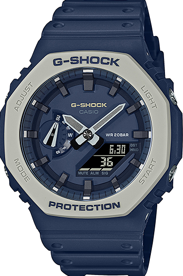 萬年鐘錶 - G-SHOCK  八角錶殼藍灰色調系列電子錶  海軍藍  GA-2110ET-2A  錶徑 : 48.5 mm