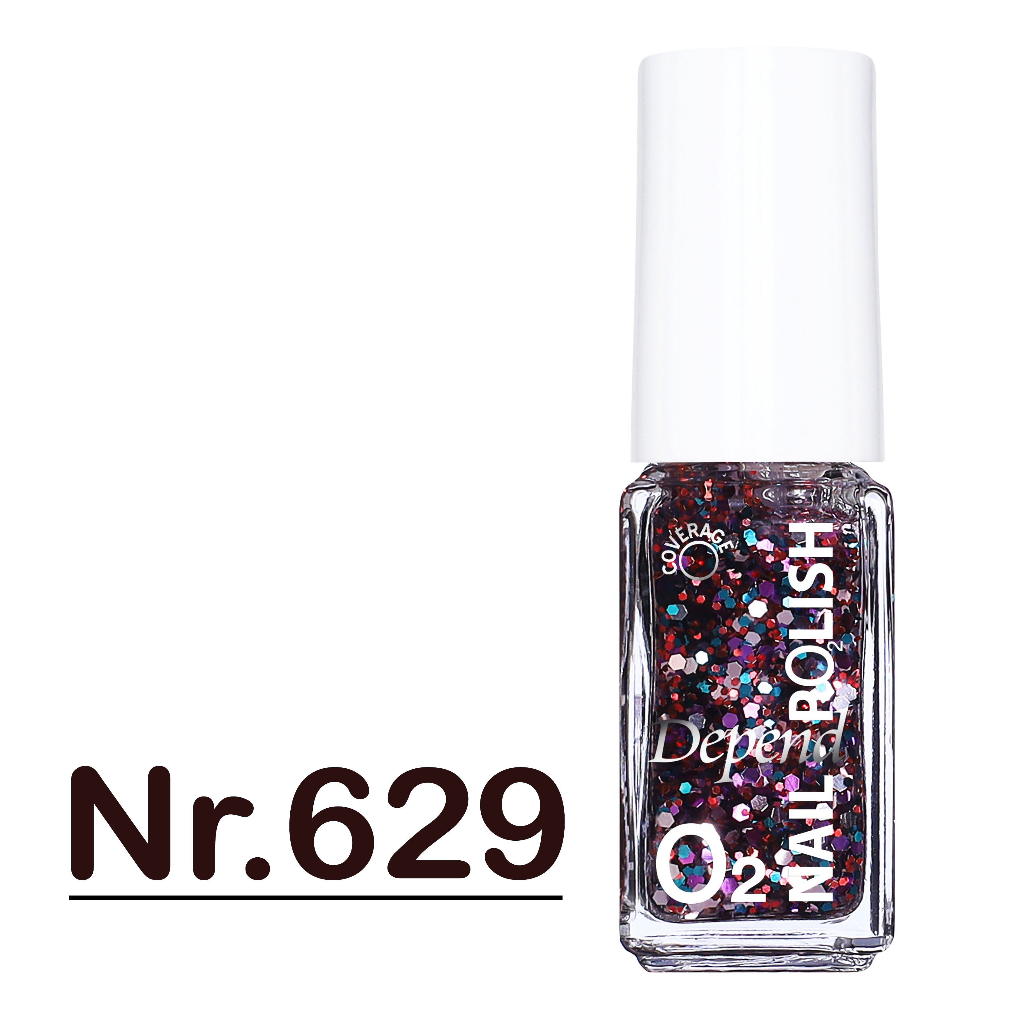 O2 甲油 629 透明底色配民族色彩圓閃片 (透明)