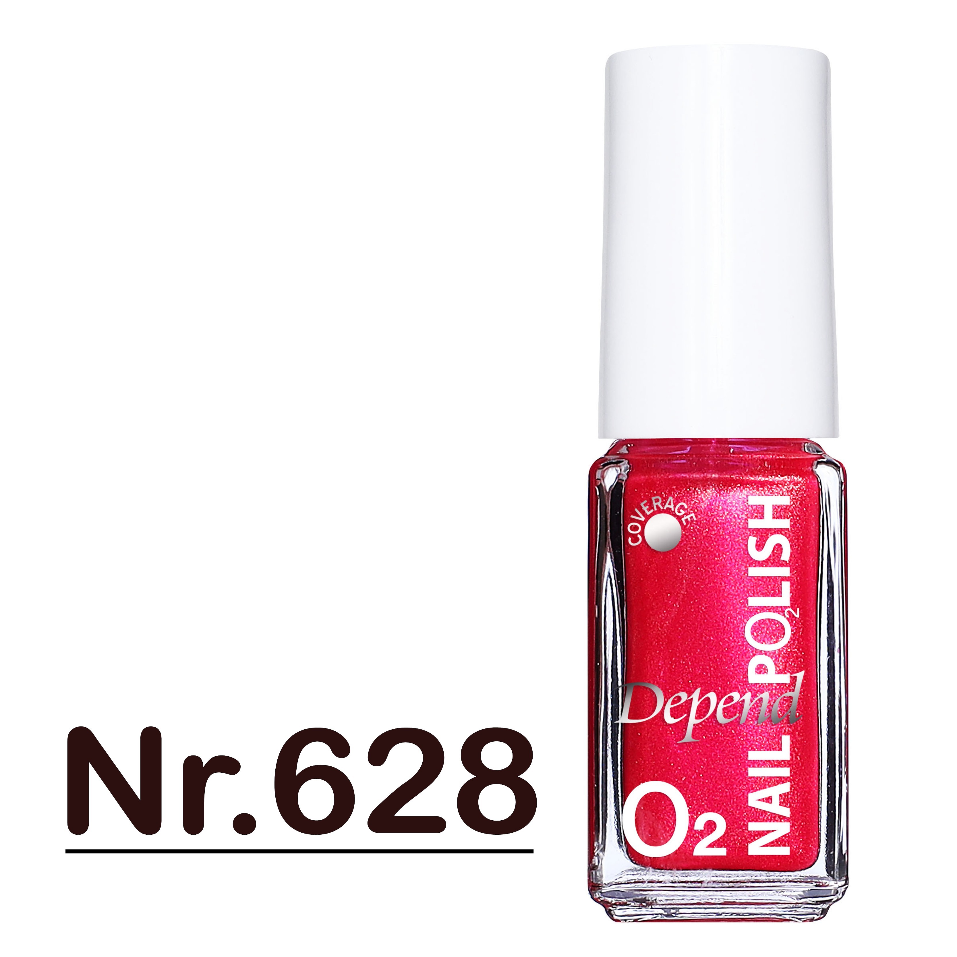 O2 甲油 628 桃紅底色配珠光紅閃 (不透明)