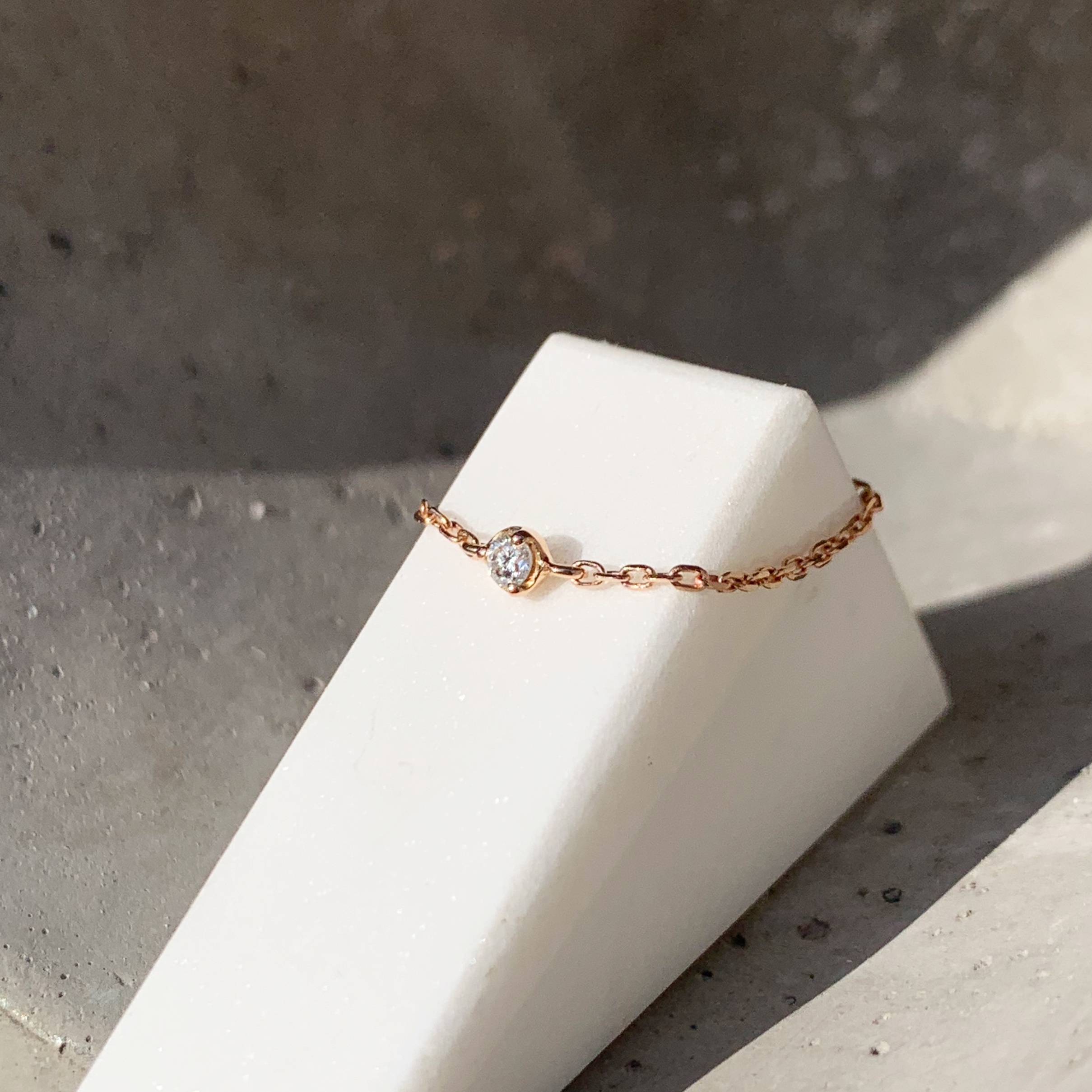 14K經典小圓三爪真鑽鏈戒