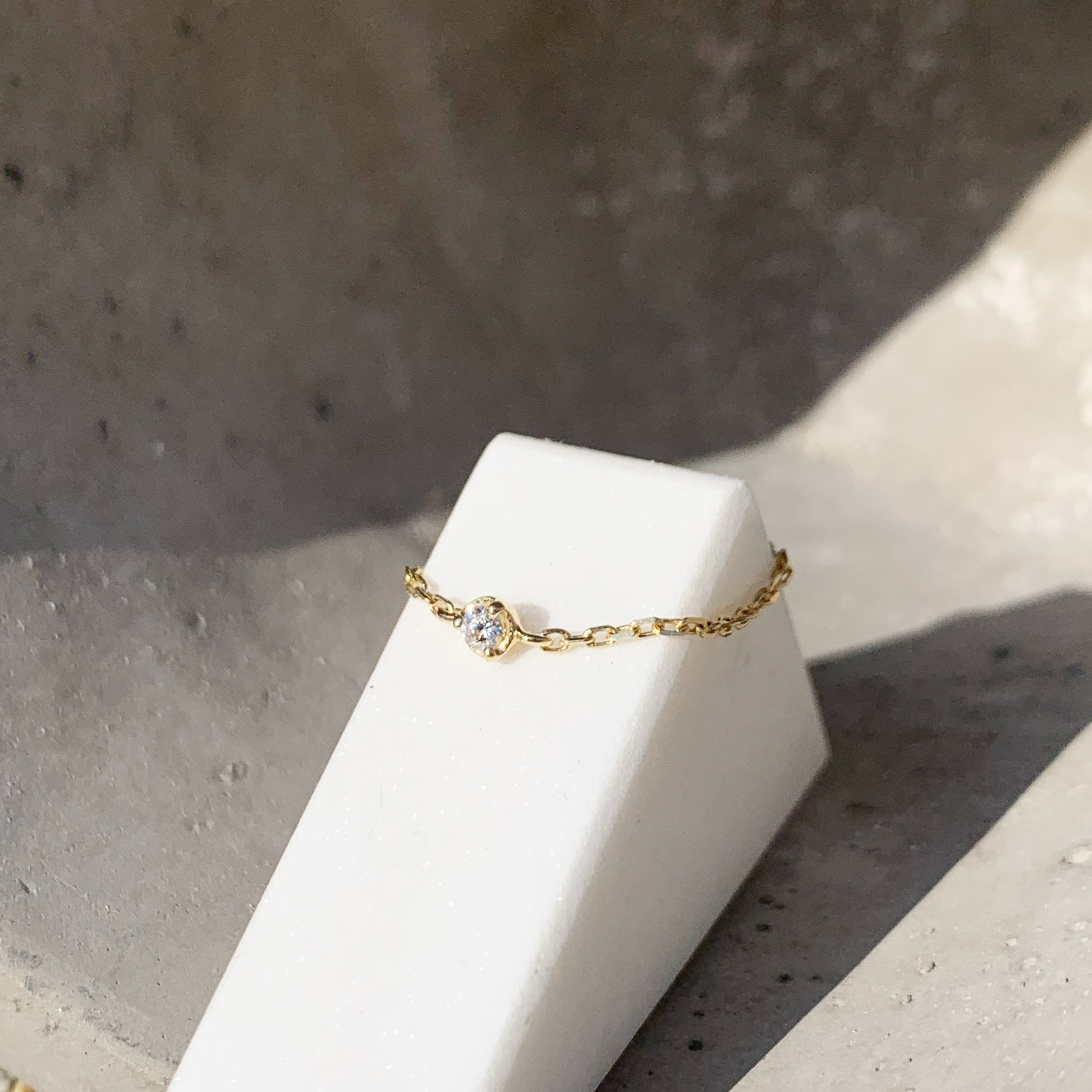 14K經典小圓三爪真鑽鏈戒