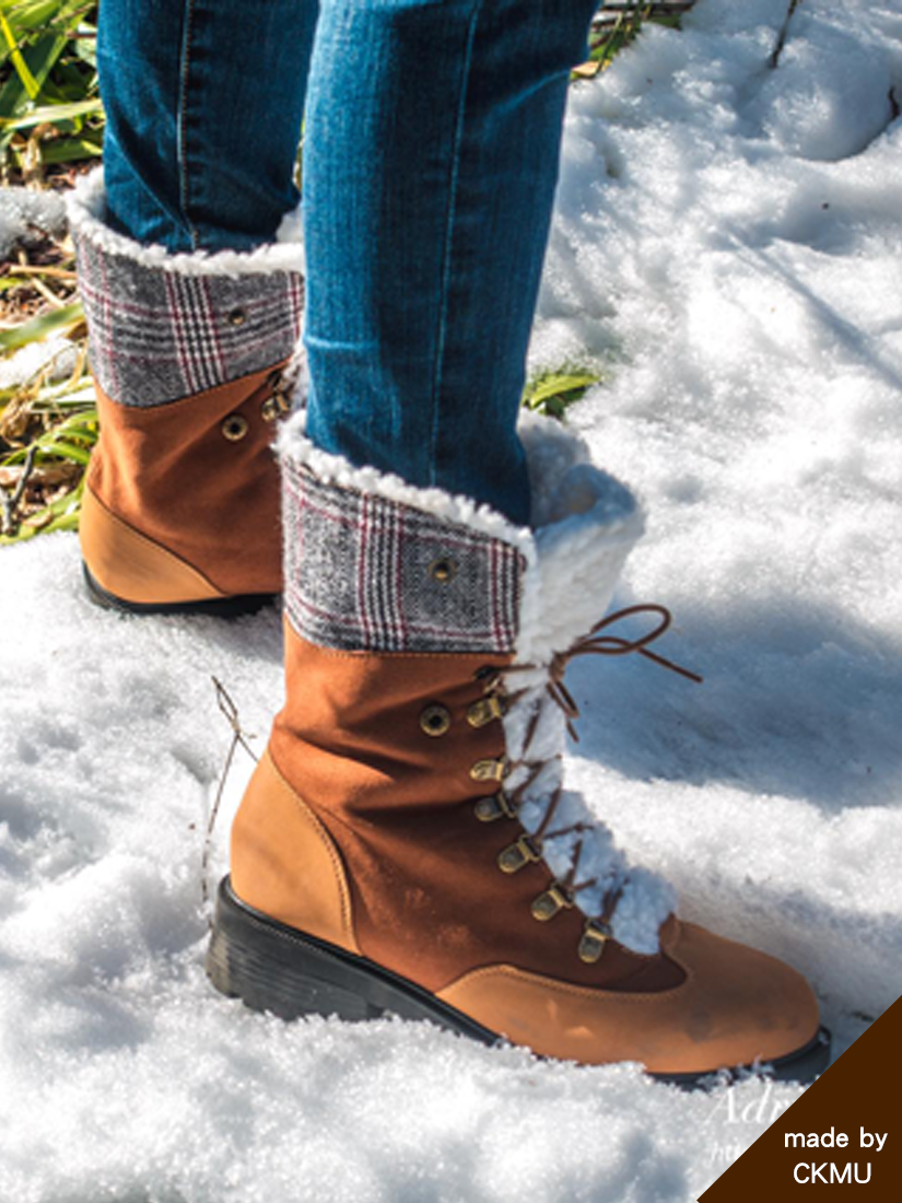 (最後出清特惠) 率性反折內鋪毛軍靴 [ 2色 / 230-250 ]