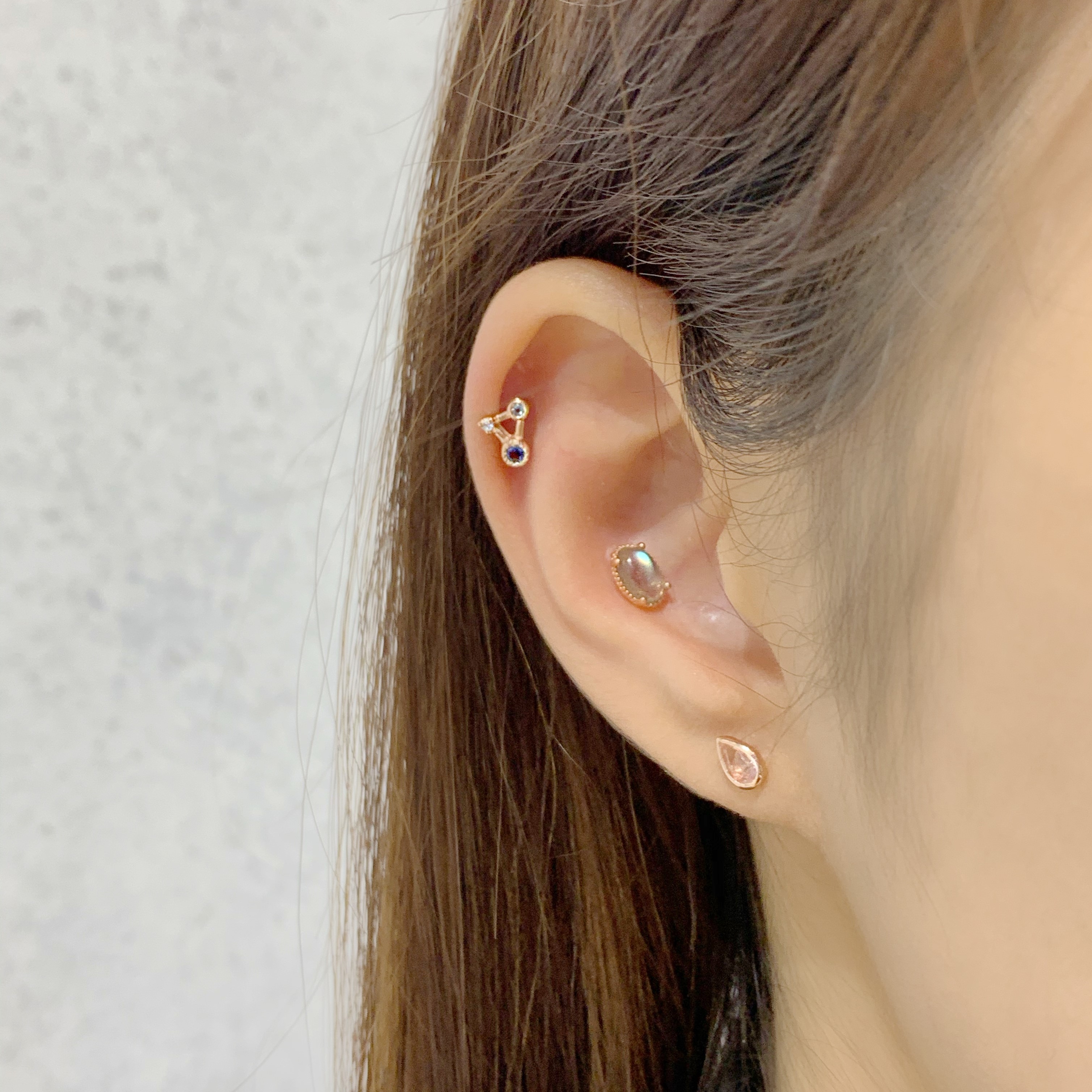 星空三角堇青托帕石轉珠耳環