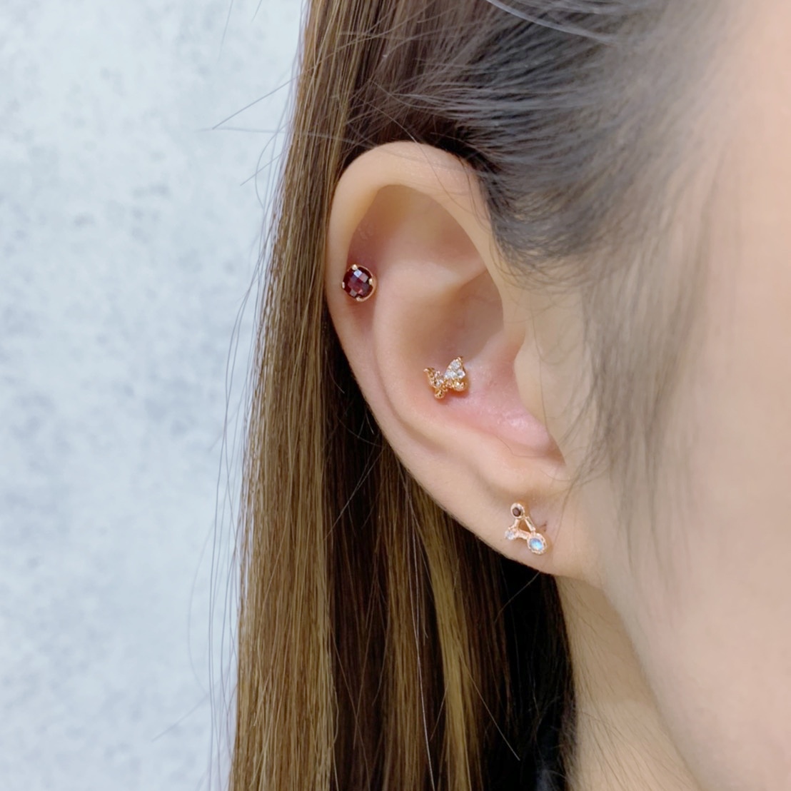 星空三角石榴拉長石轉珠耳環