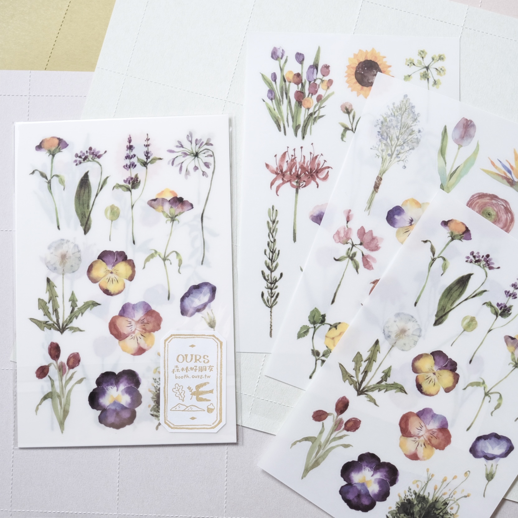 野花草 轉印貼紙 | OURS森林好朋友