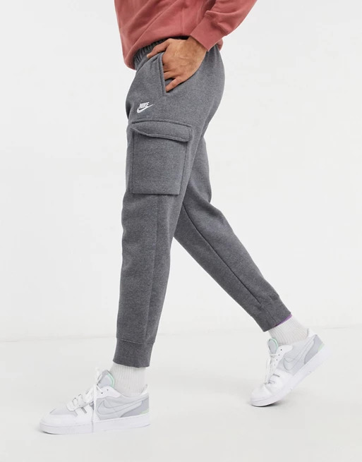 Nike Club Fleece Cargo Joggers Dark Grey