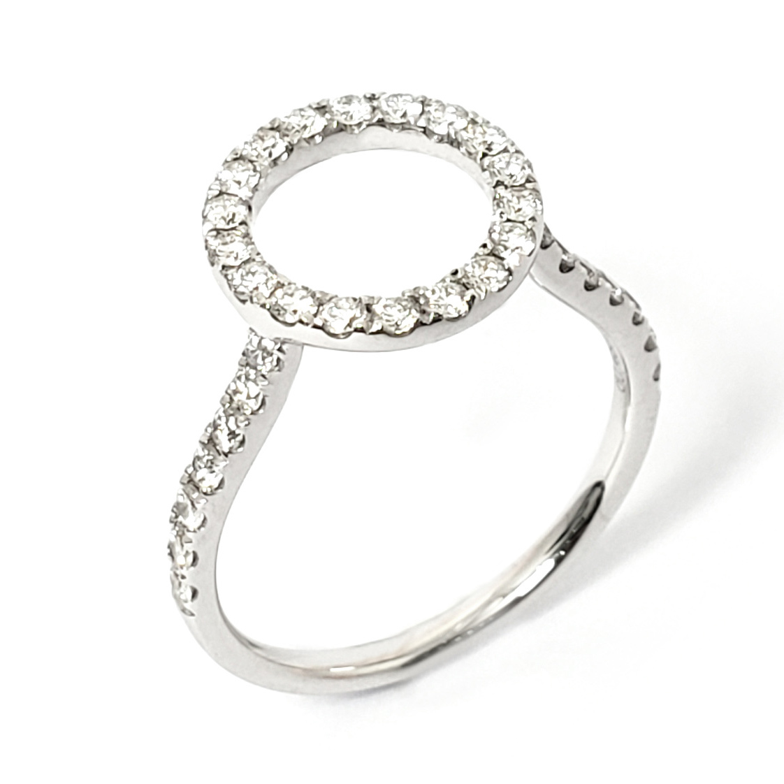 18K白金天然鑽石天使環戒指