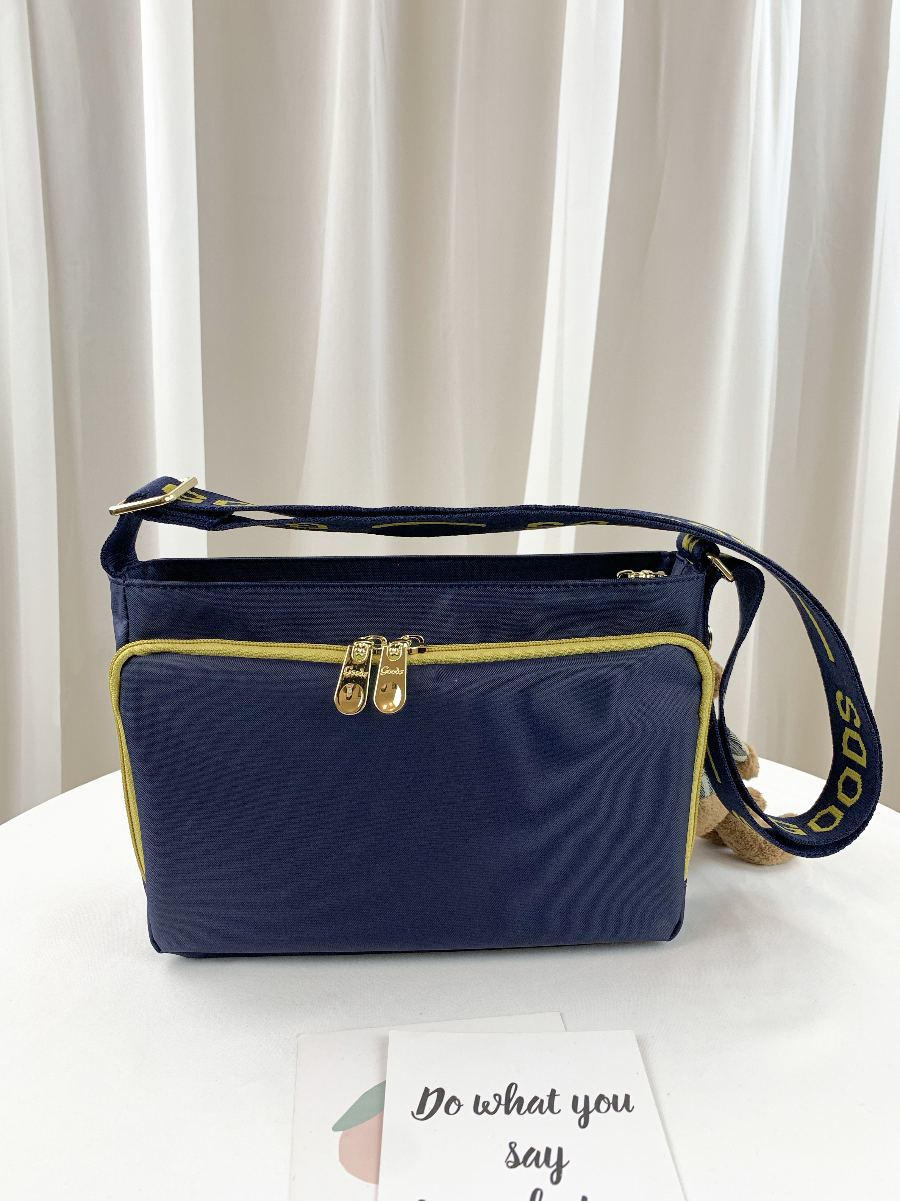 GOODS 織帶芥末黃藍 尼龍防潑水側背包  #2722