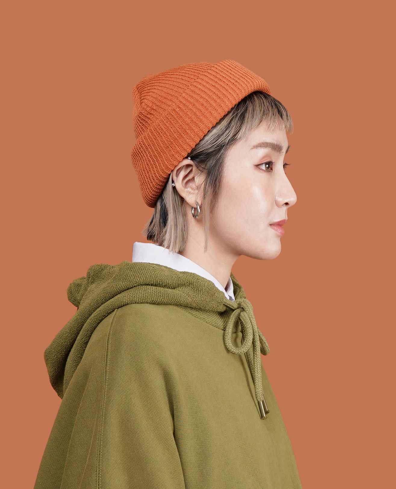 細針織胖短毛帽