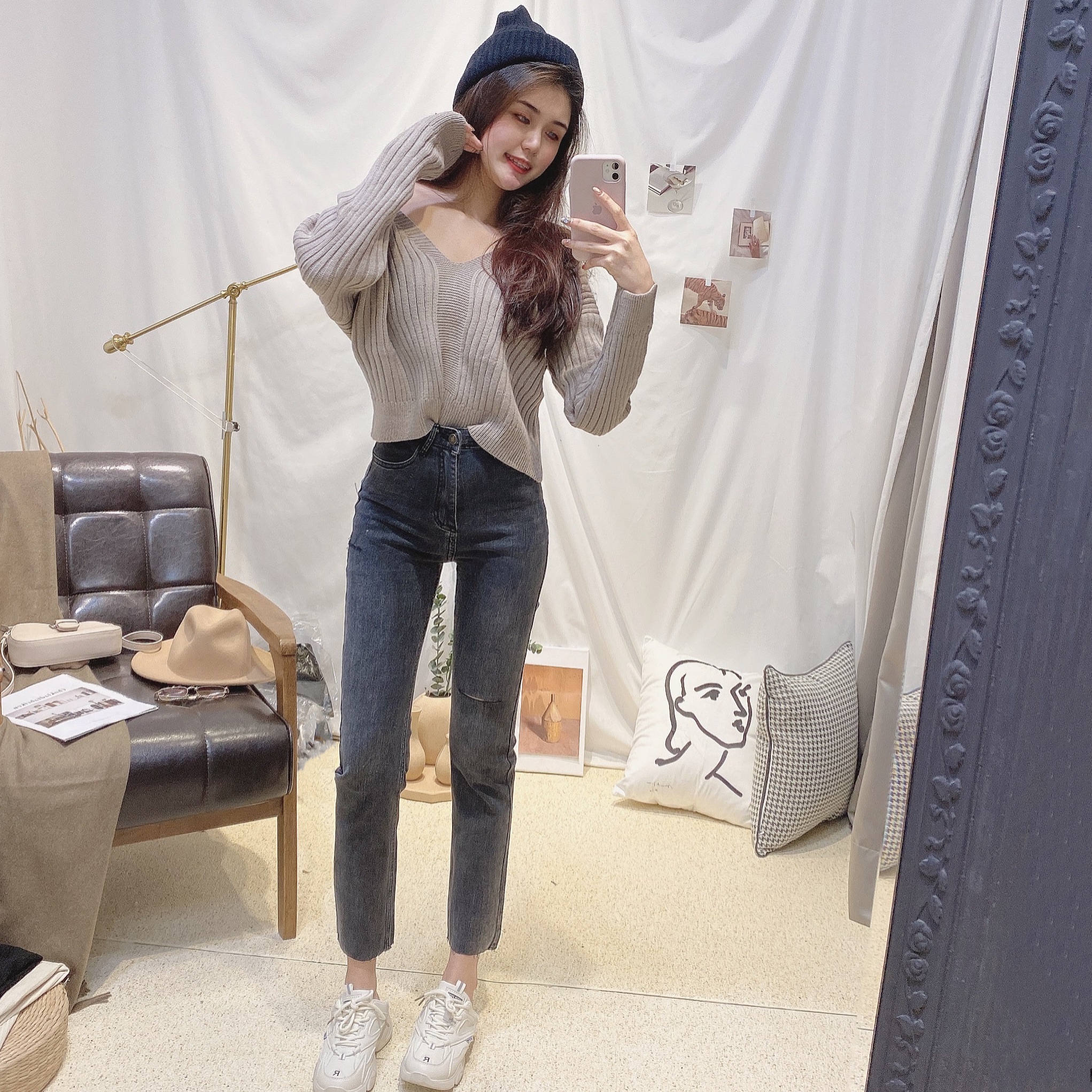 小割破水洗牛仔褲/二色