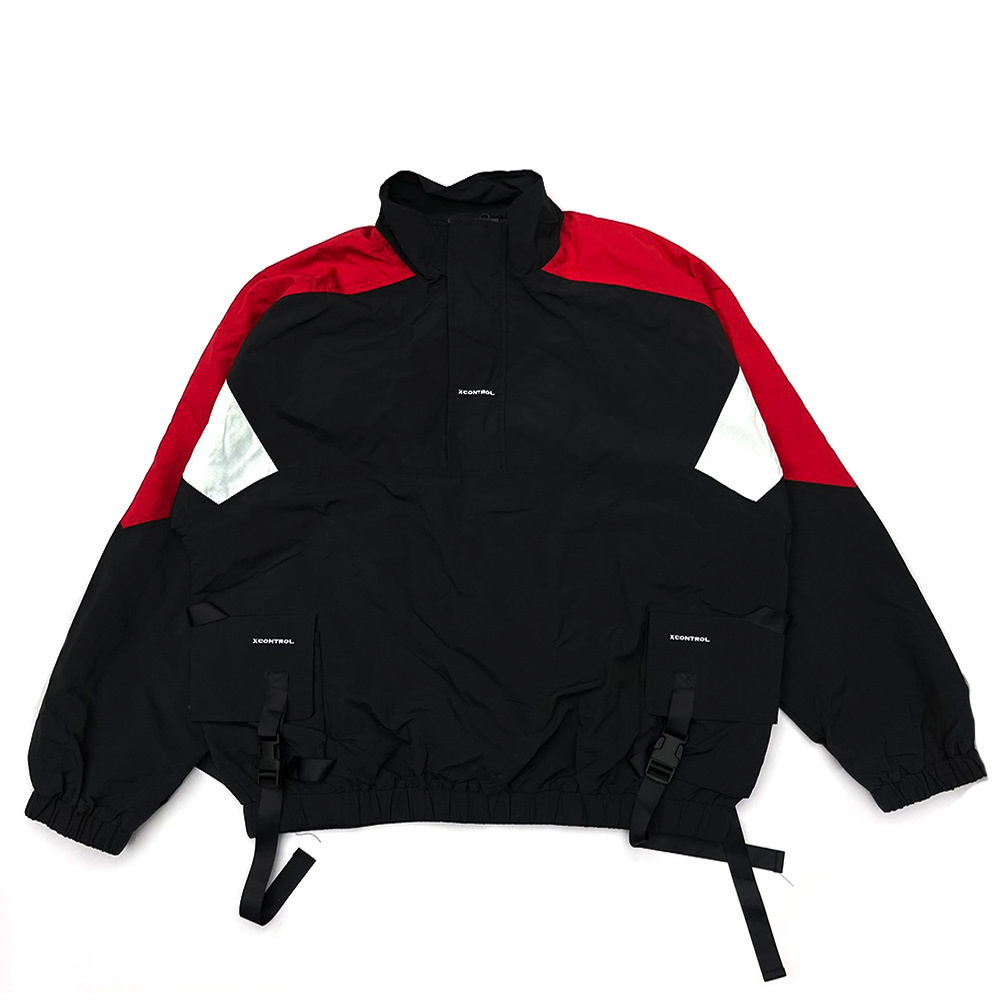 XCTRL 小標拼接跳色工裝衝鋒衣-黑