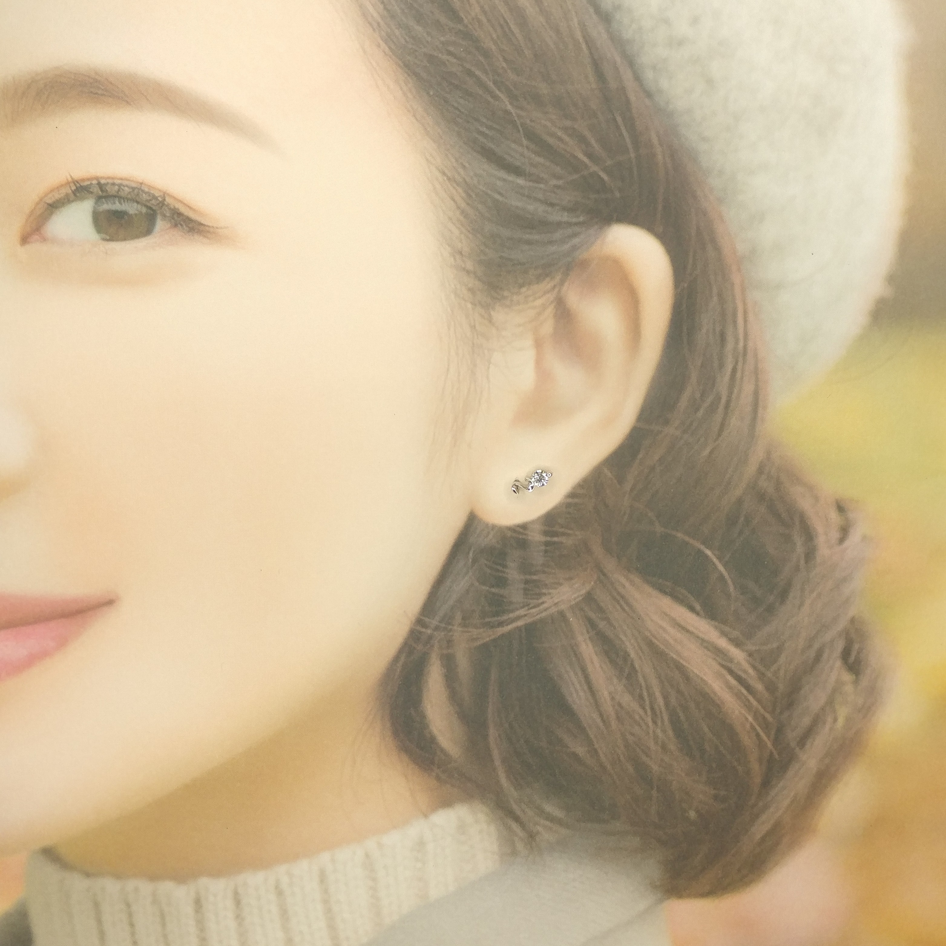 全新18K白金【主石30份鑽石】耳環