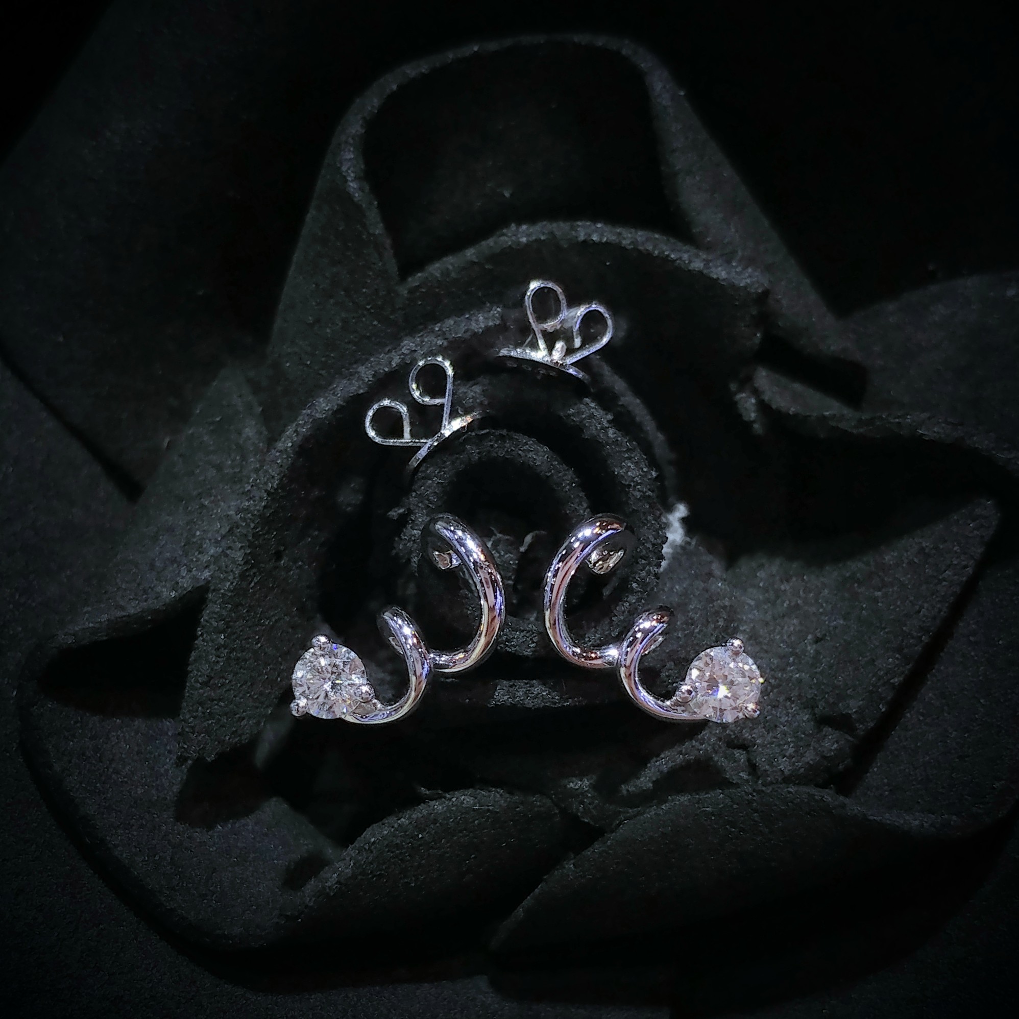 全新18K白金【主石22份鑽石】耳環