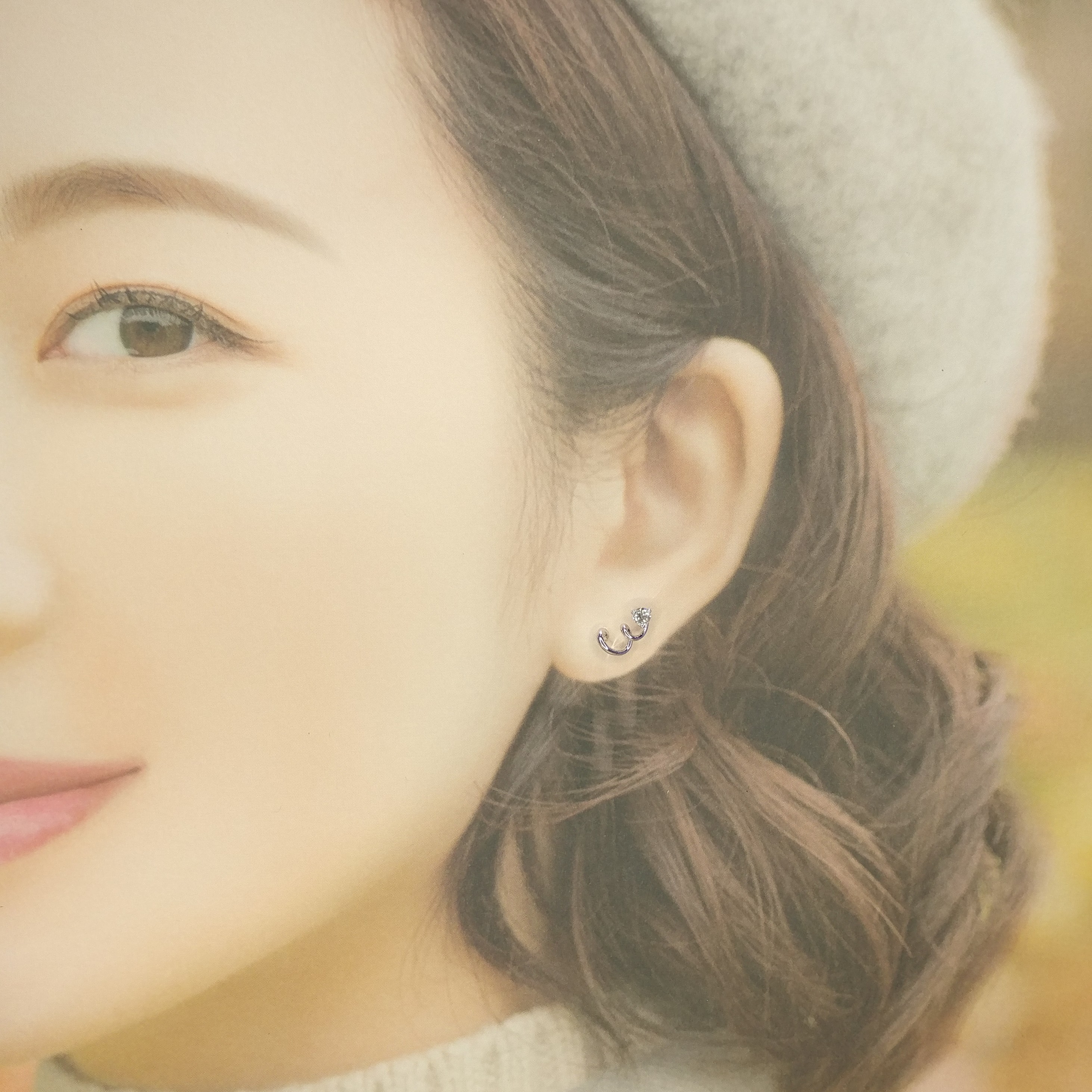 全新18K白金【主石22份鑽石】耳環