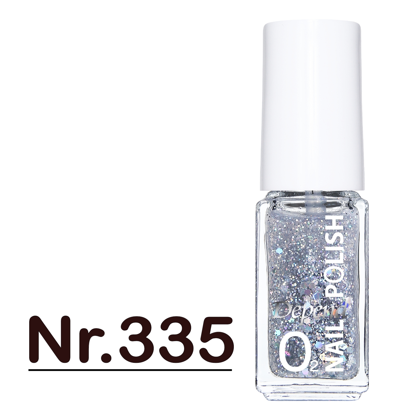 O2 甲油 335 銀色鑽光配大小閃片 (透明)