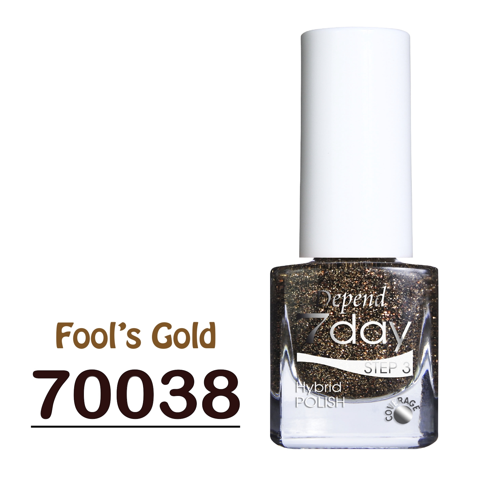 7day 仿GEL甲快乾甲油 70038 咖啡底色配濃密金桐色閃粉 (半透明)