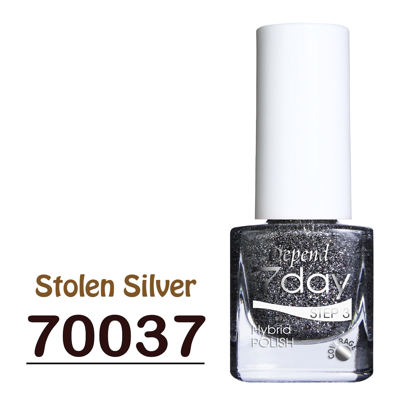 7day 仿GEL甲快乾甲油70037 透明底色配濃密銀色閃粉 (半透明)