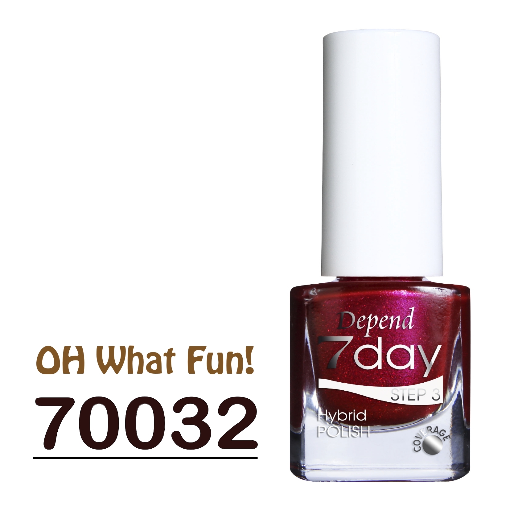 7day 仿GEL甲快乾甲油 70032 鮮紅底色配桃紅珠光閃粉 (不透明)