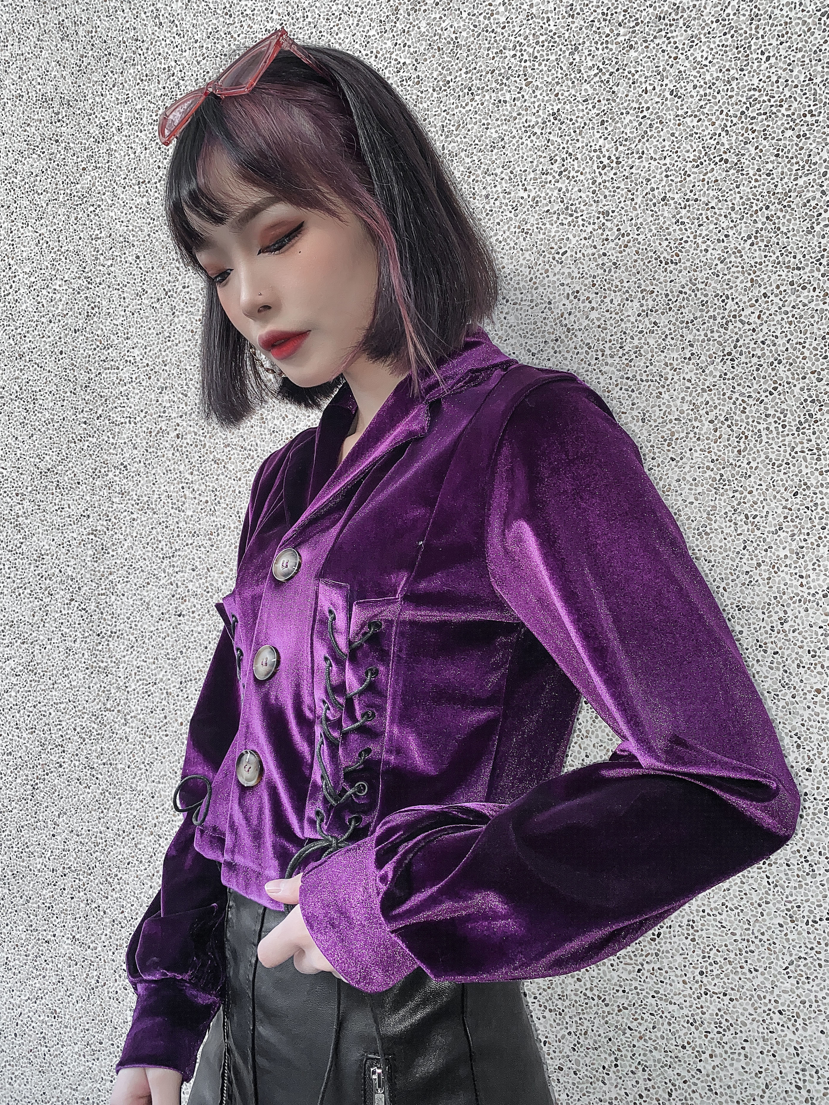 絨布綁繩短版外套