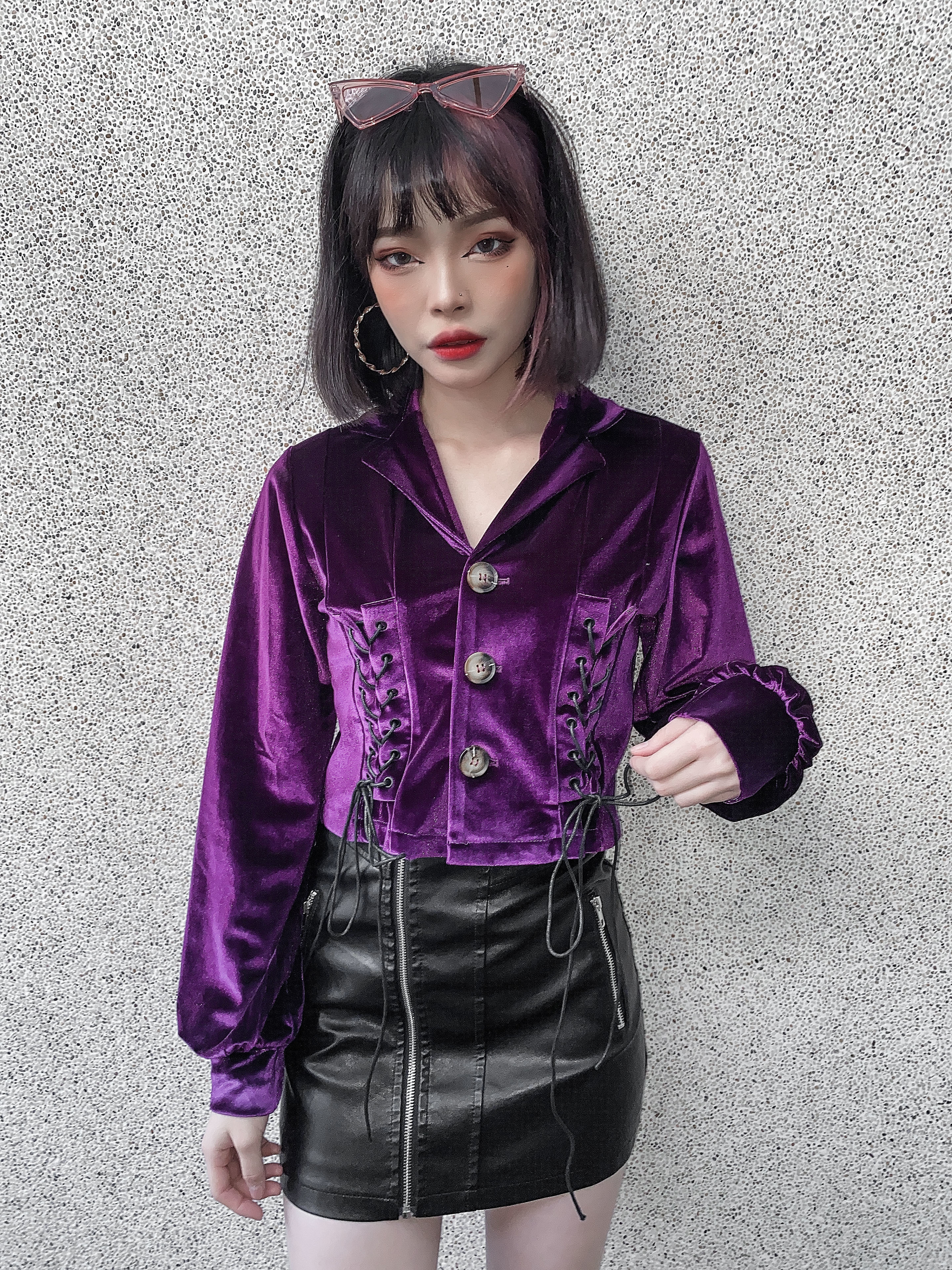 絨布綁繩短版外套