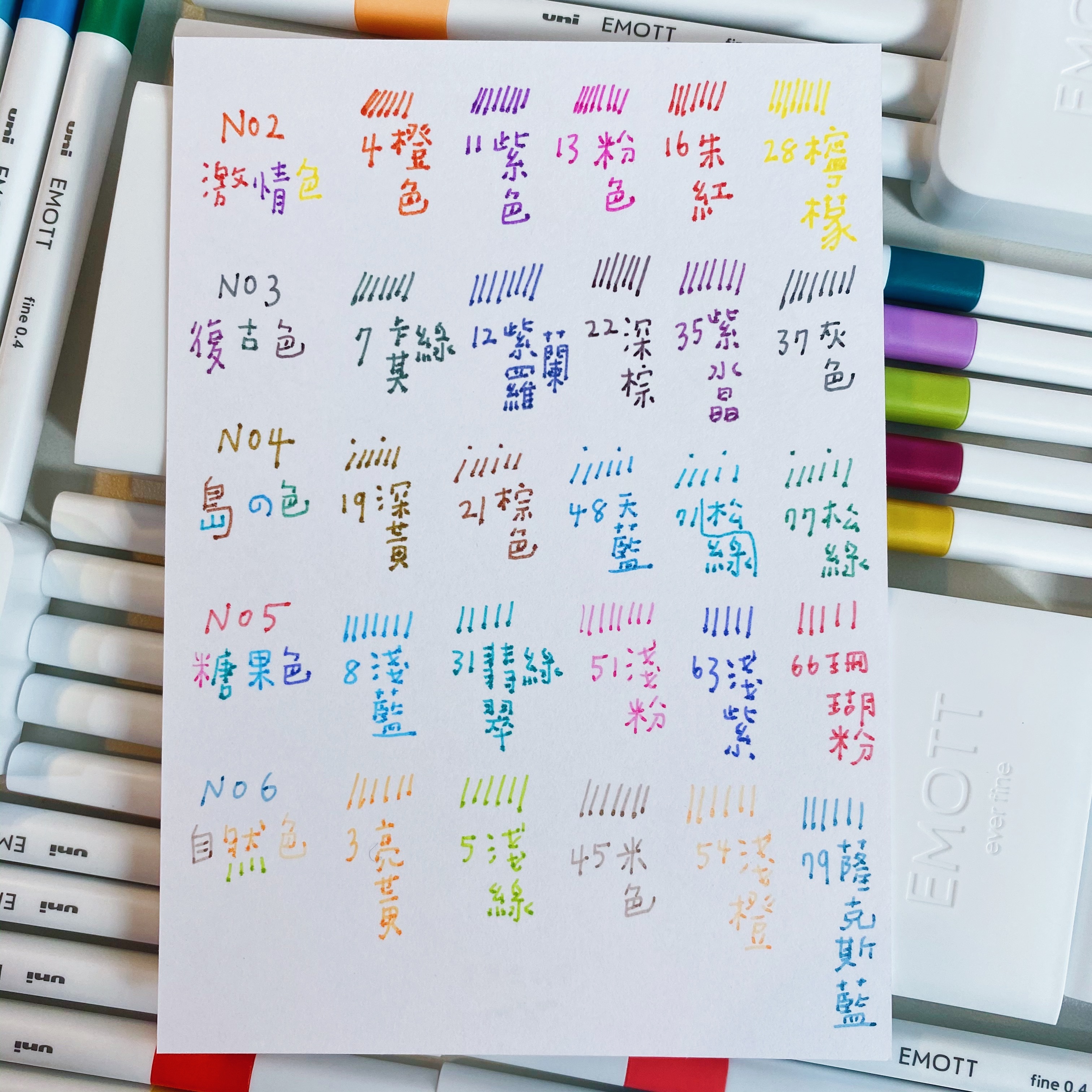 三菱EMOTT 耐水性簽字筆 5色組，附筆座