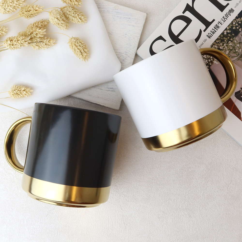 煙燻琥珀霧面金把馬克杯 400ML