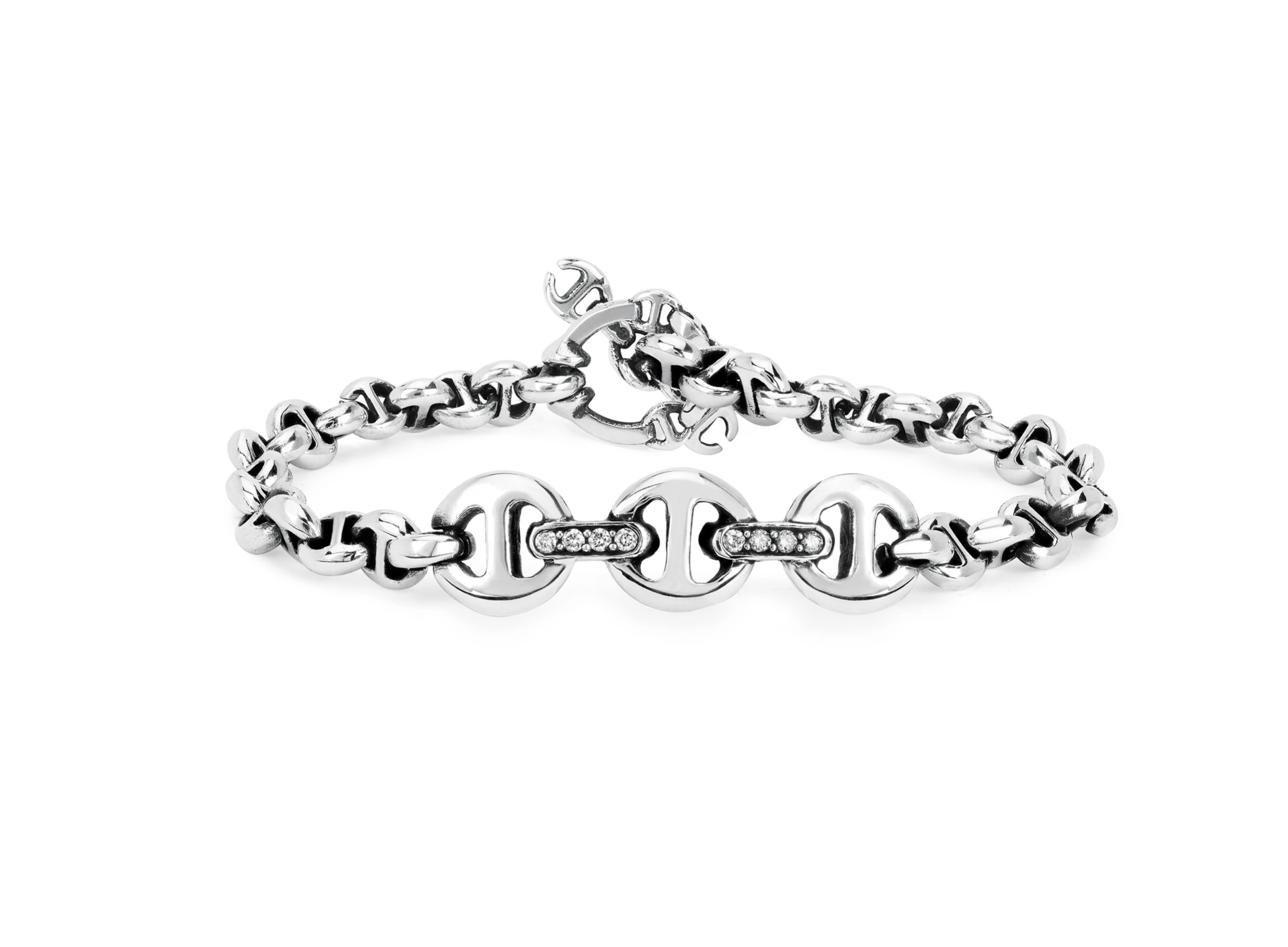 ID BRACELET - STERLING SILVER WITH DIAMONDS