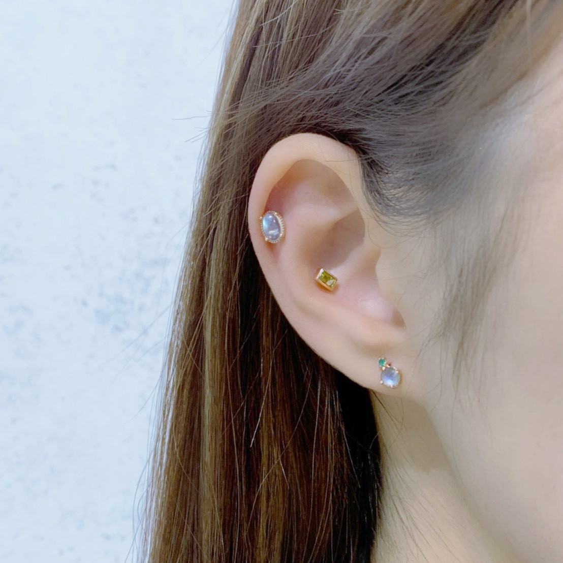 Lego細方橄欖石轉珠耳環