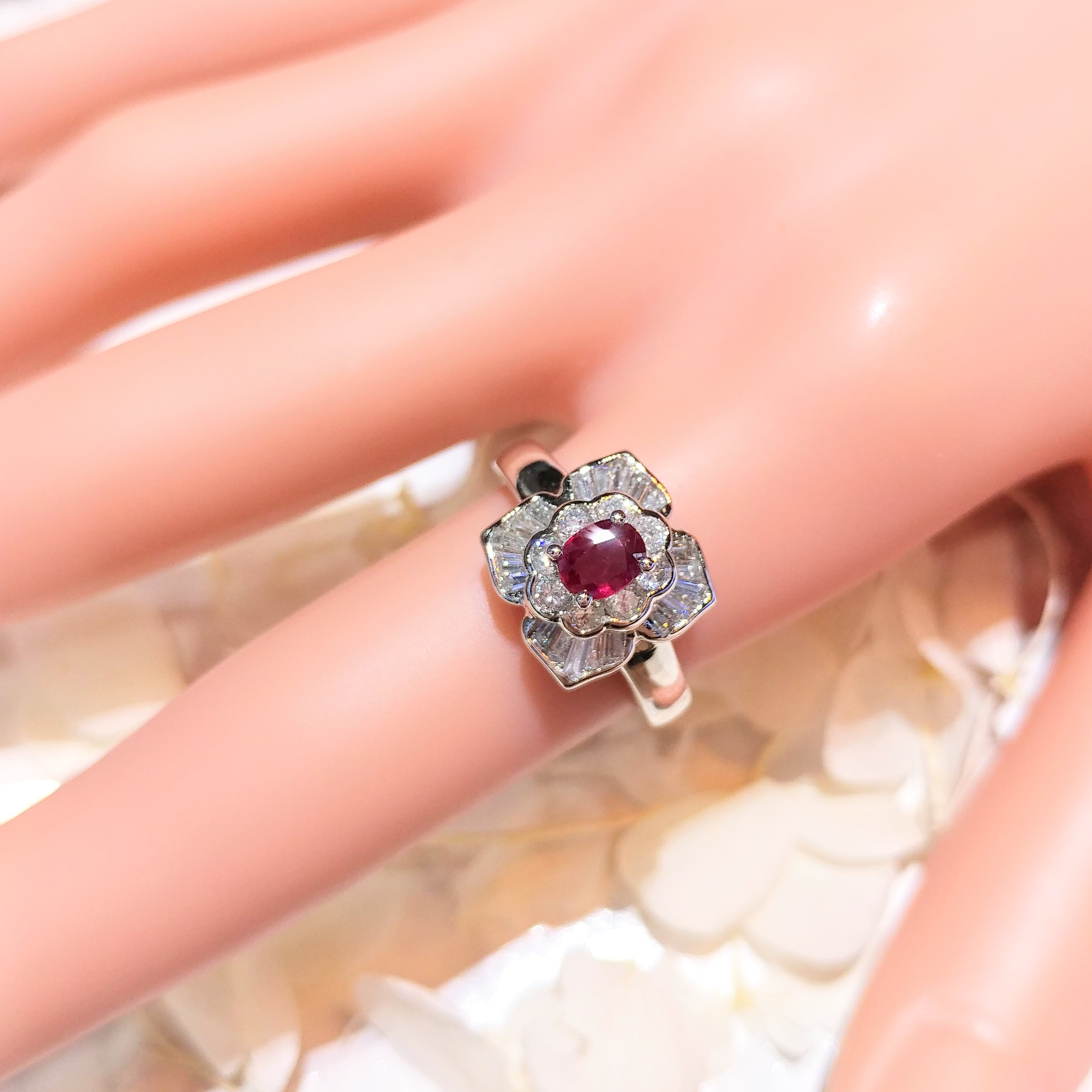 18K White Gold Ruby and Diamond Ring