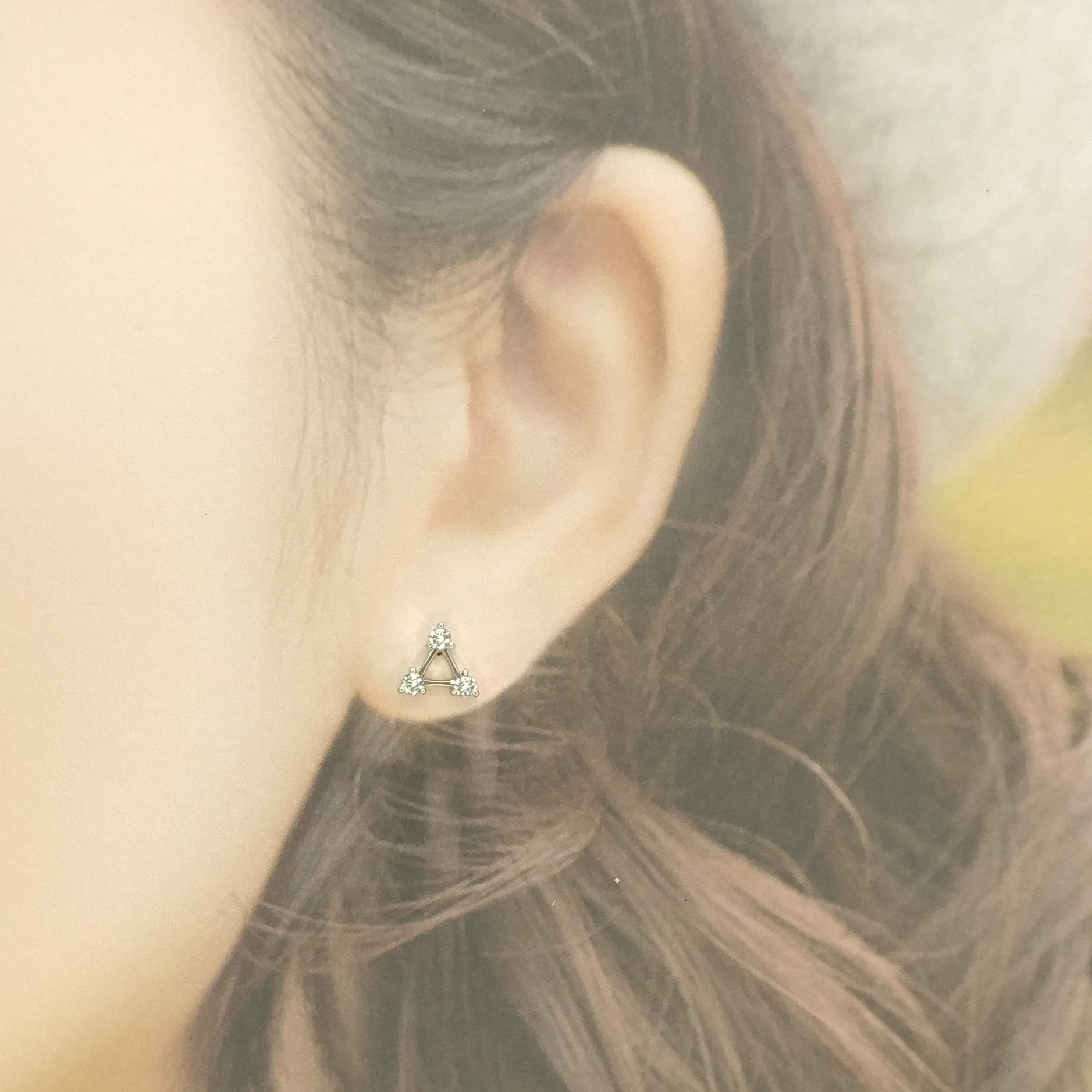 全新18K白金26份鑽石耳環