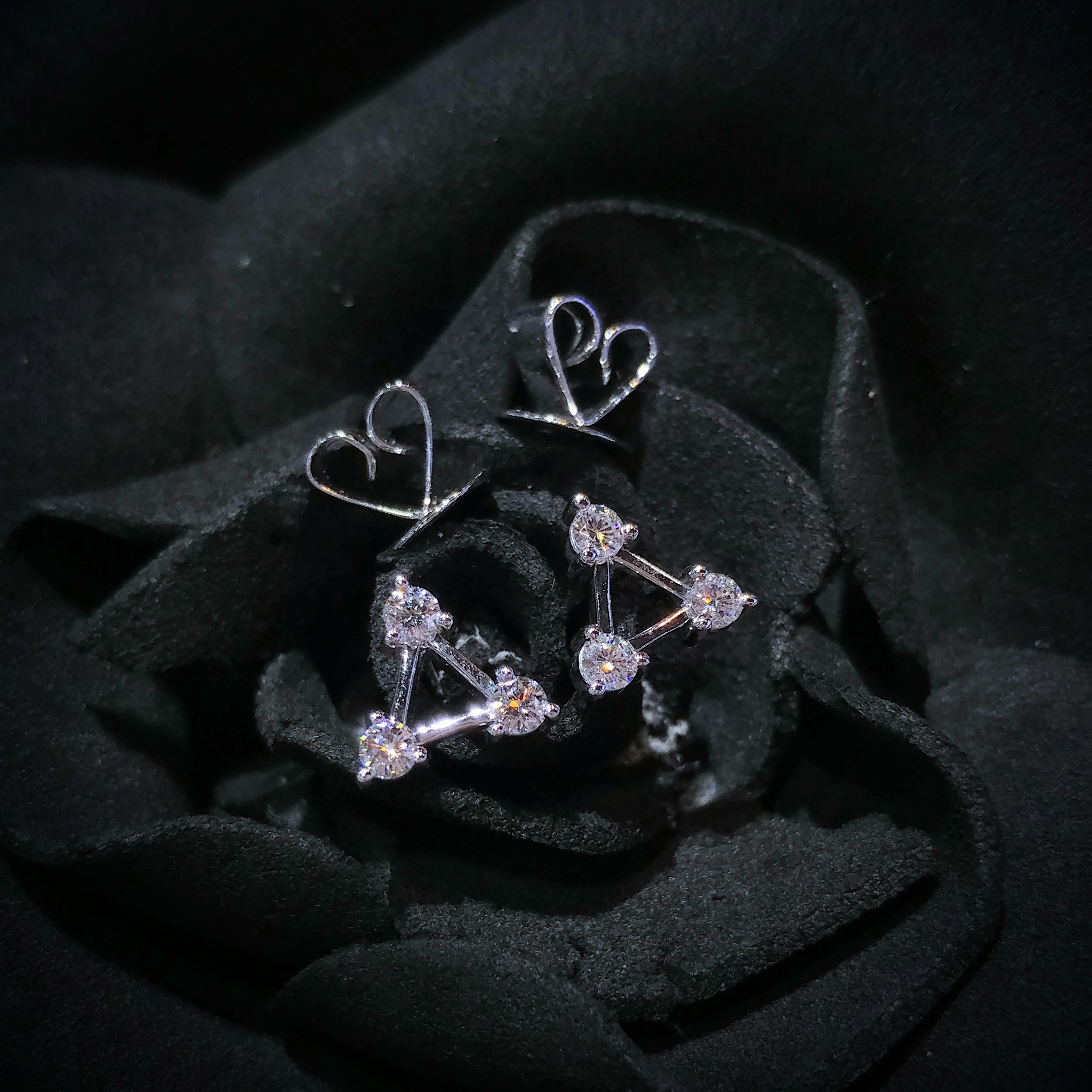 全新18K白金26份鑽石耳環