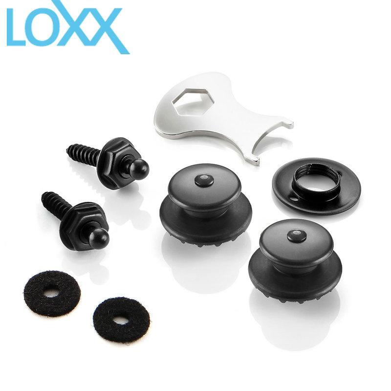 德製 LOXX E-CHROME-BLK 消光黑 鍍鉻 電吉他/貝士 安全背帶釦 背帶釘