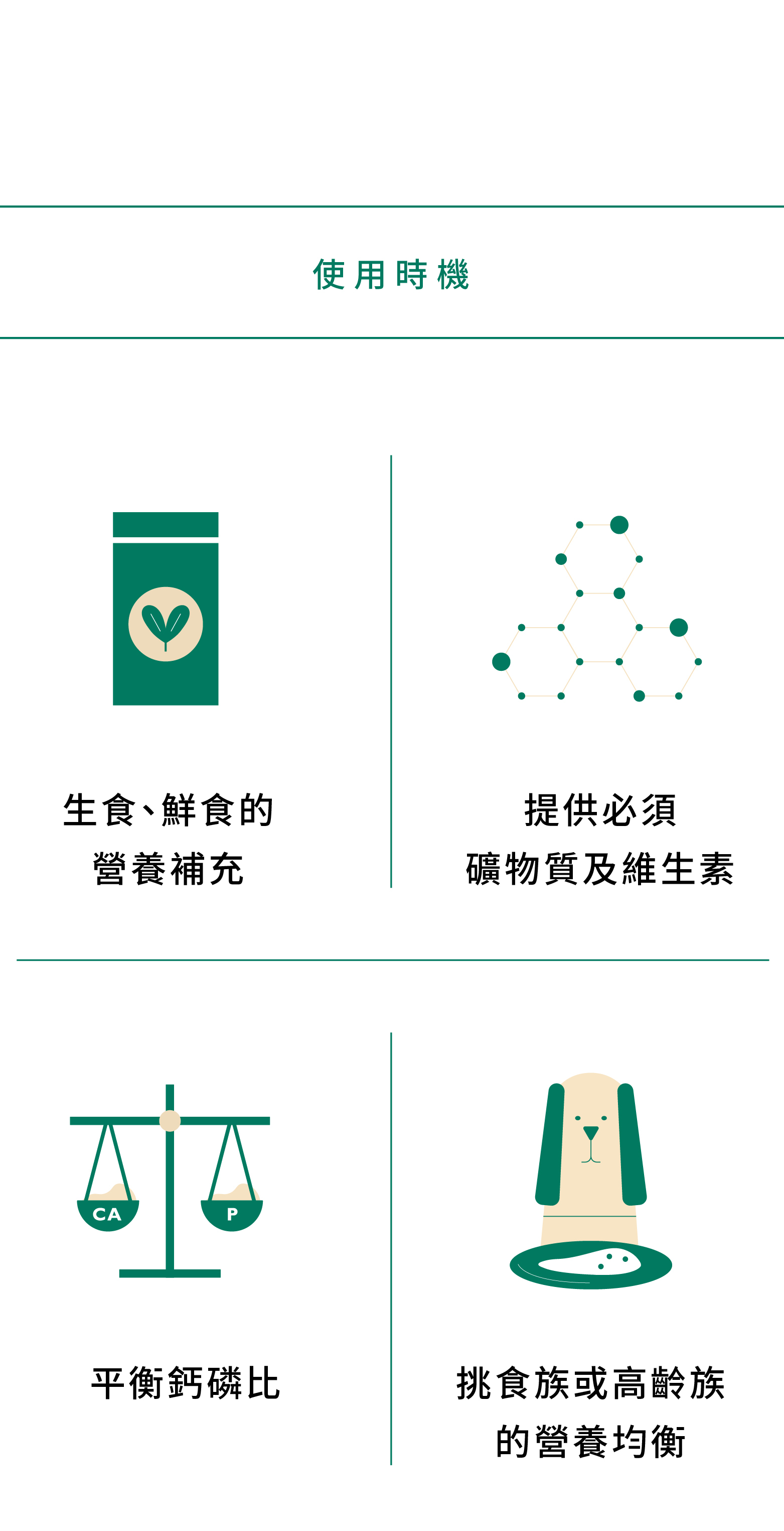 寵立善的犬用綜合營養粉能提供必須礦物質及維生素、平衡鈣磷比，作為生食、鮮食的營養補充或是挑食狗狗、高齡狗狗的營養品都非常適合。