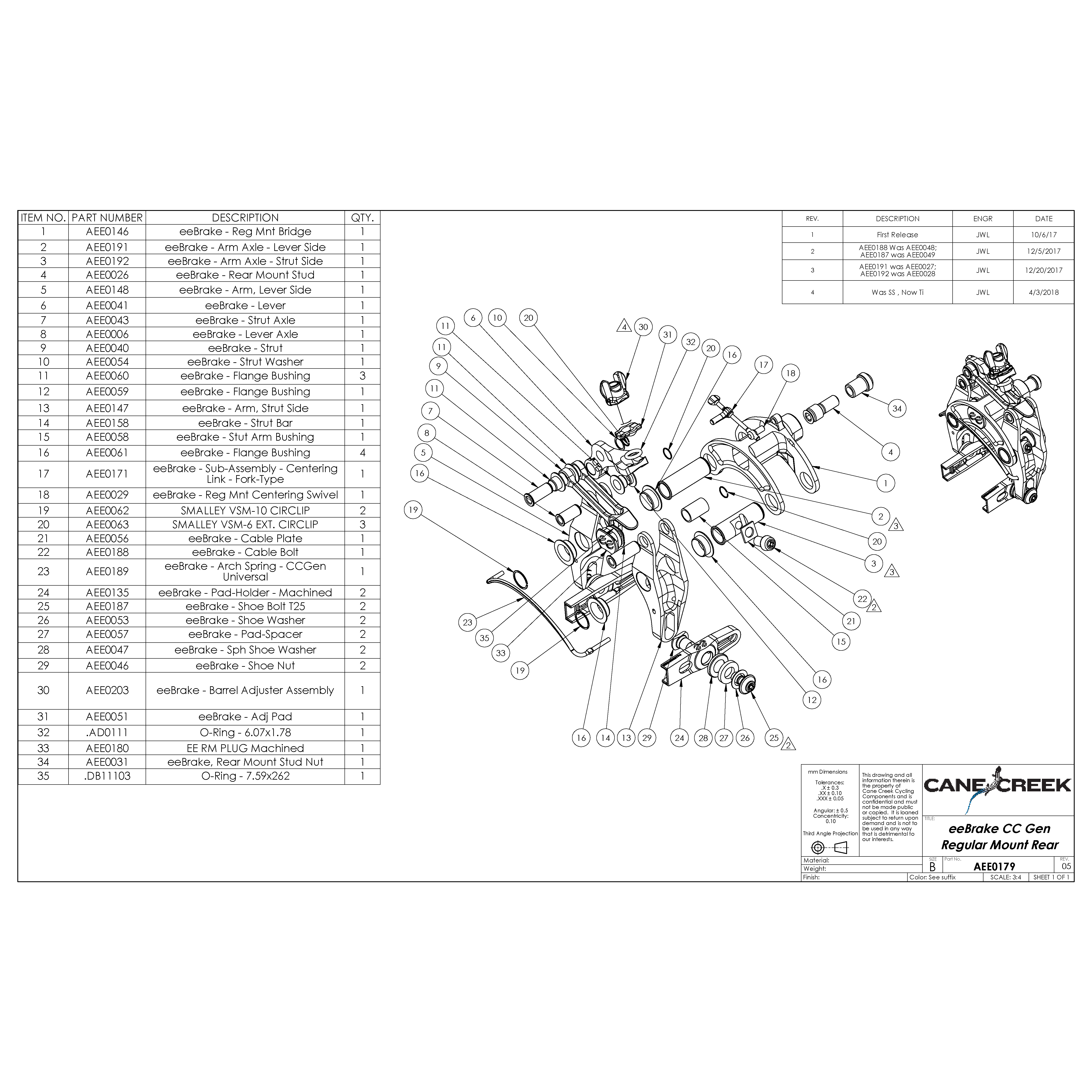 CaneCreek EEBrake Parts AXLE - STRUT #AEE0043 