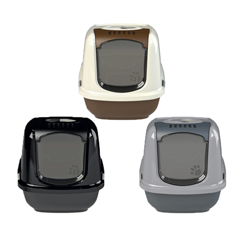 單獨免運-PEEWEE必威-加大屋型雙層貓便盆(碳黑/槍灰/象牙棕)