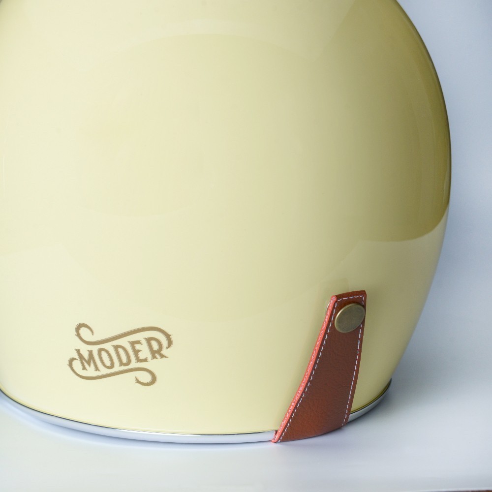 MODER MORENDI 素色 亮光淺鵝黃 3/4罩 復古帽