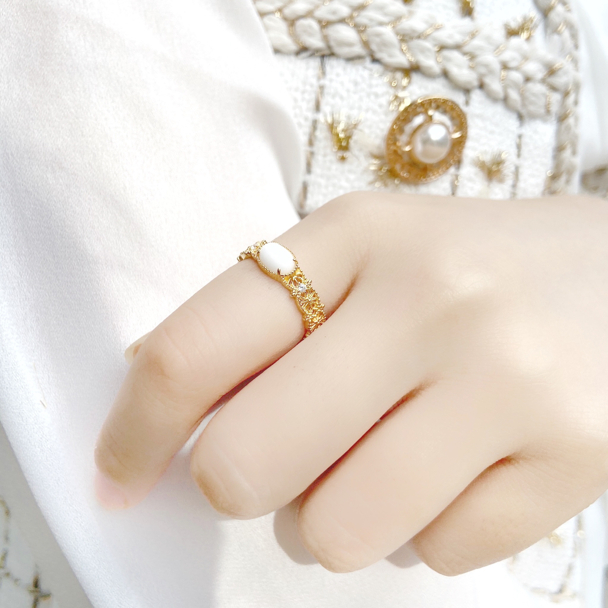 | 925銀・14k金丨 小白雲戒指 | RI0127 |