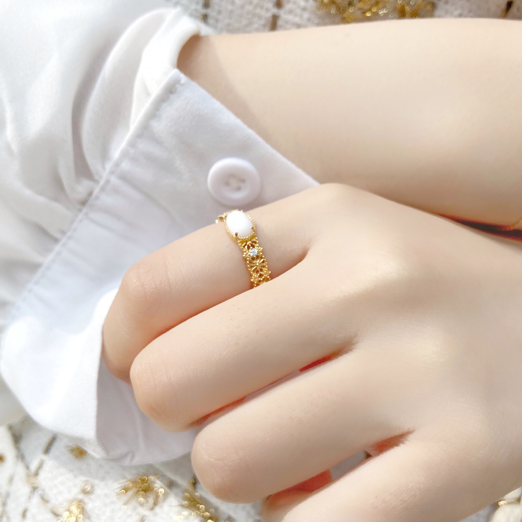 | 925銀・14k金丨 小白雲戒指 | RI0127 |