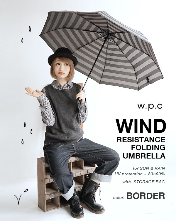 日本 Wpc. 耐強風晴雨兼用縮骨遮