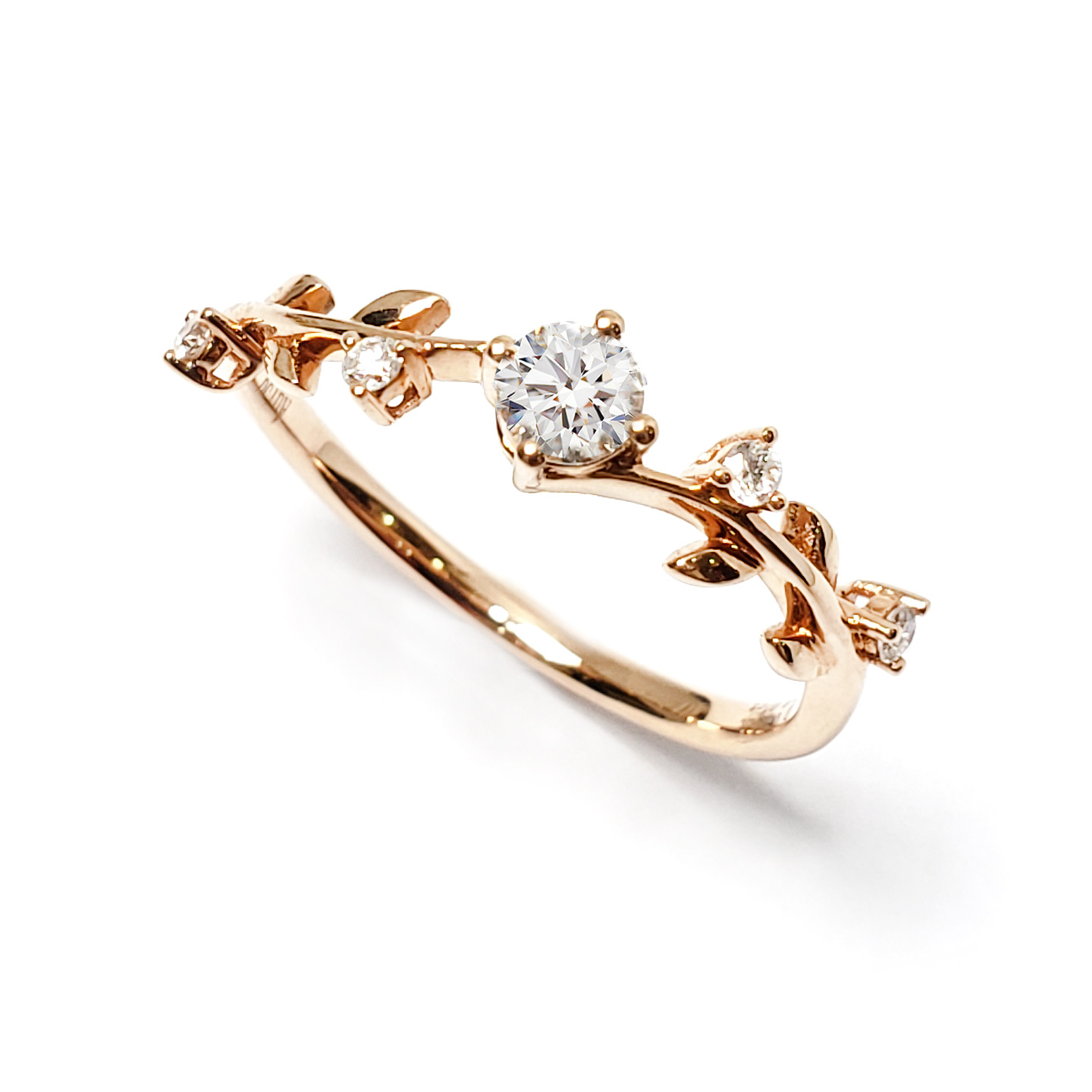 18K玫瑰金天然鑽石戒指