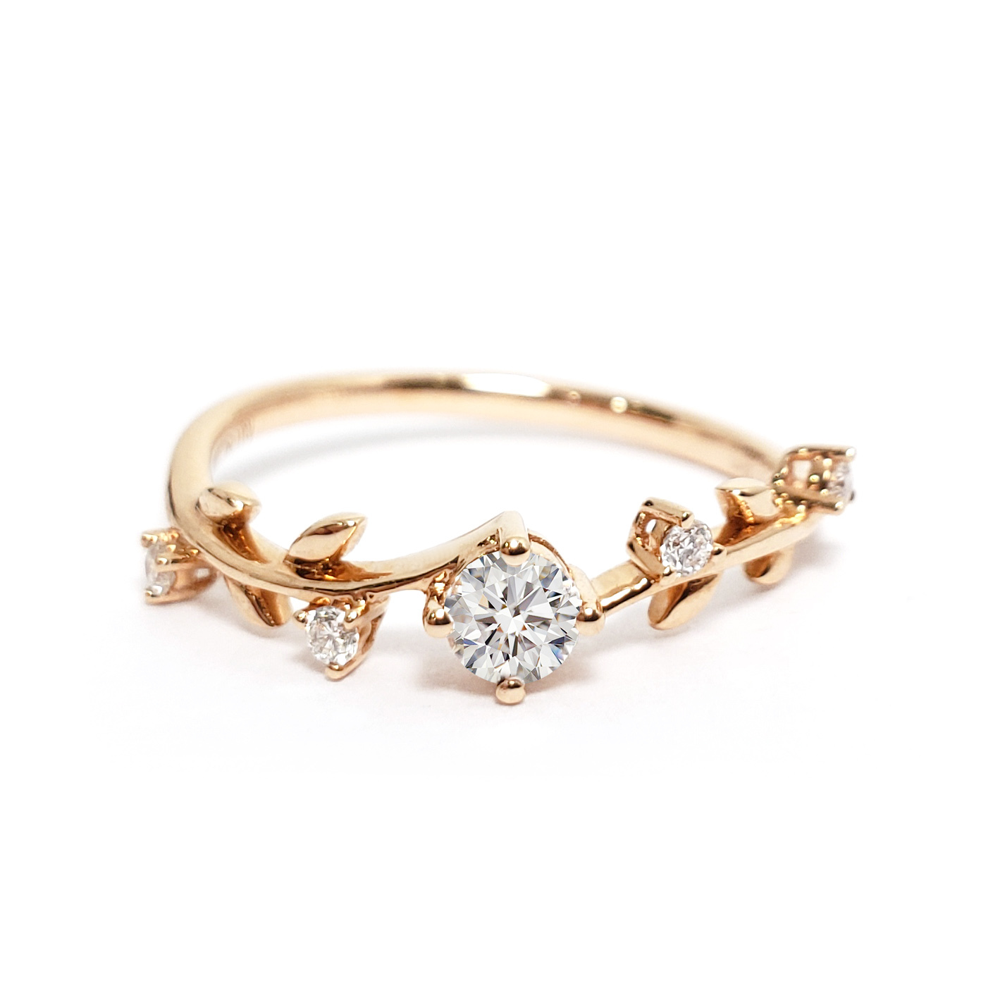 18K玫瑰金天然鑽石戒指