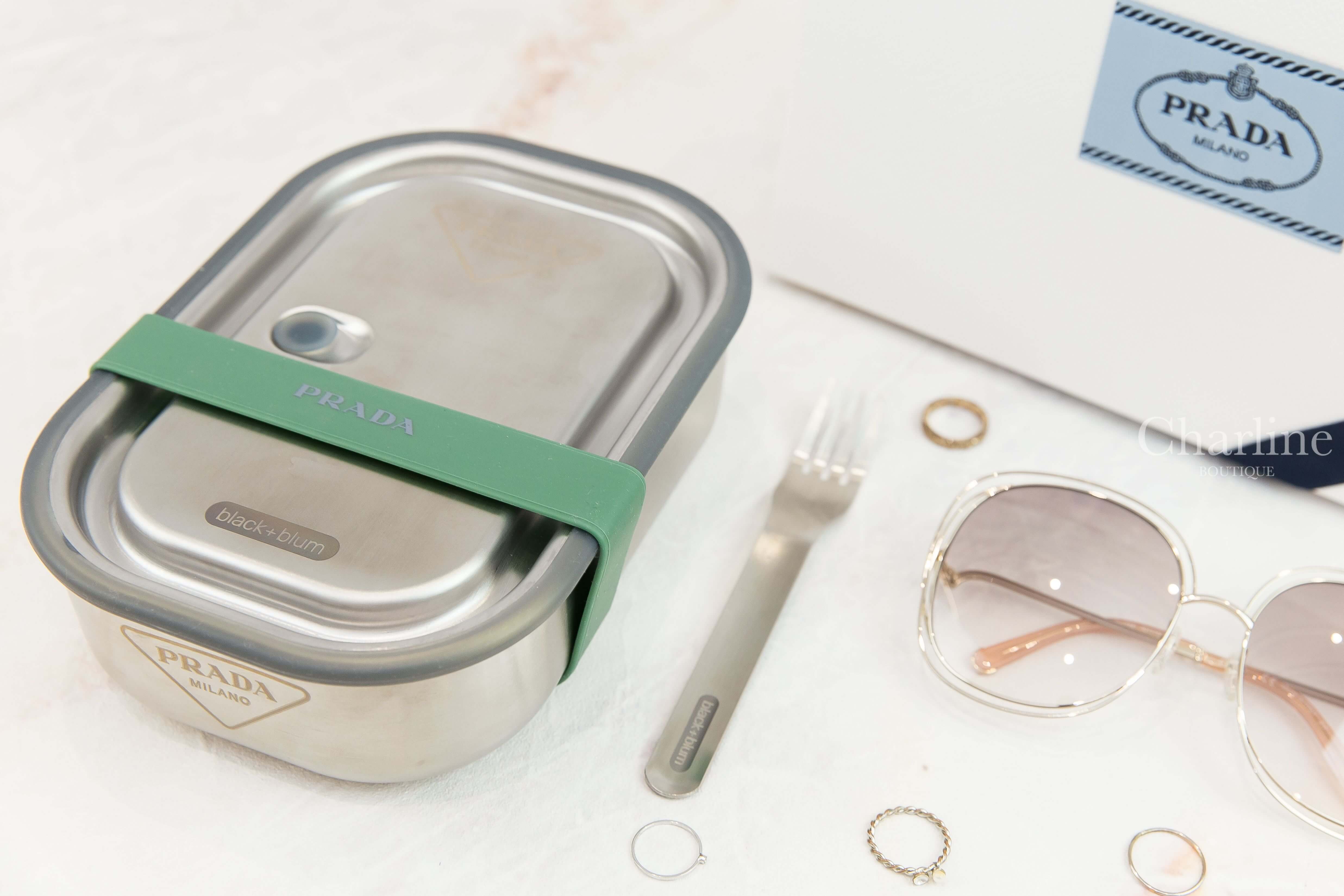 Prada Stainless Steel Lunch Box 金屬灰不鏽鋼附叉子午餐盒-Charline Boutique 精品代購
