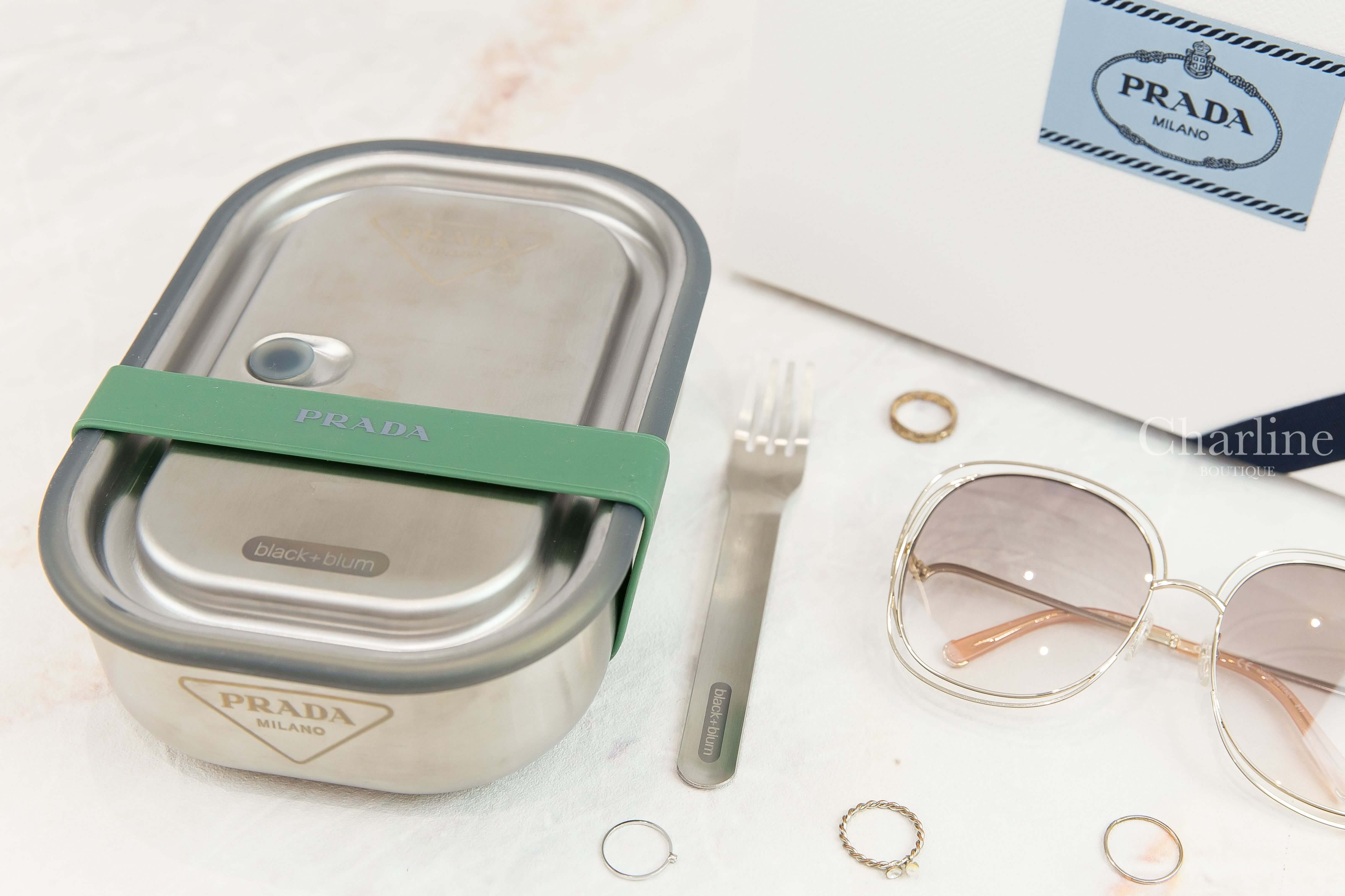 Prada Stainless Steel Lunch Box 金屬灰不鏽鋼附叉子午餐盒-Charline Boutique 精品代購